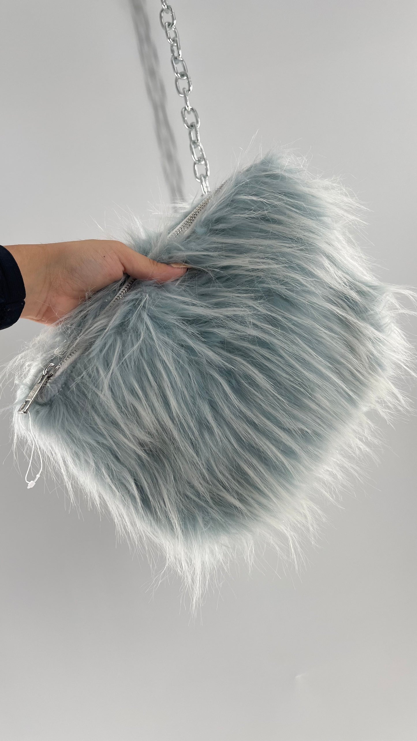 Urban Outfitters Baby Blue Troll Hair Fuzzy Makeup Bag