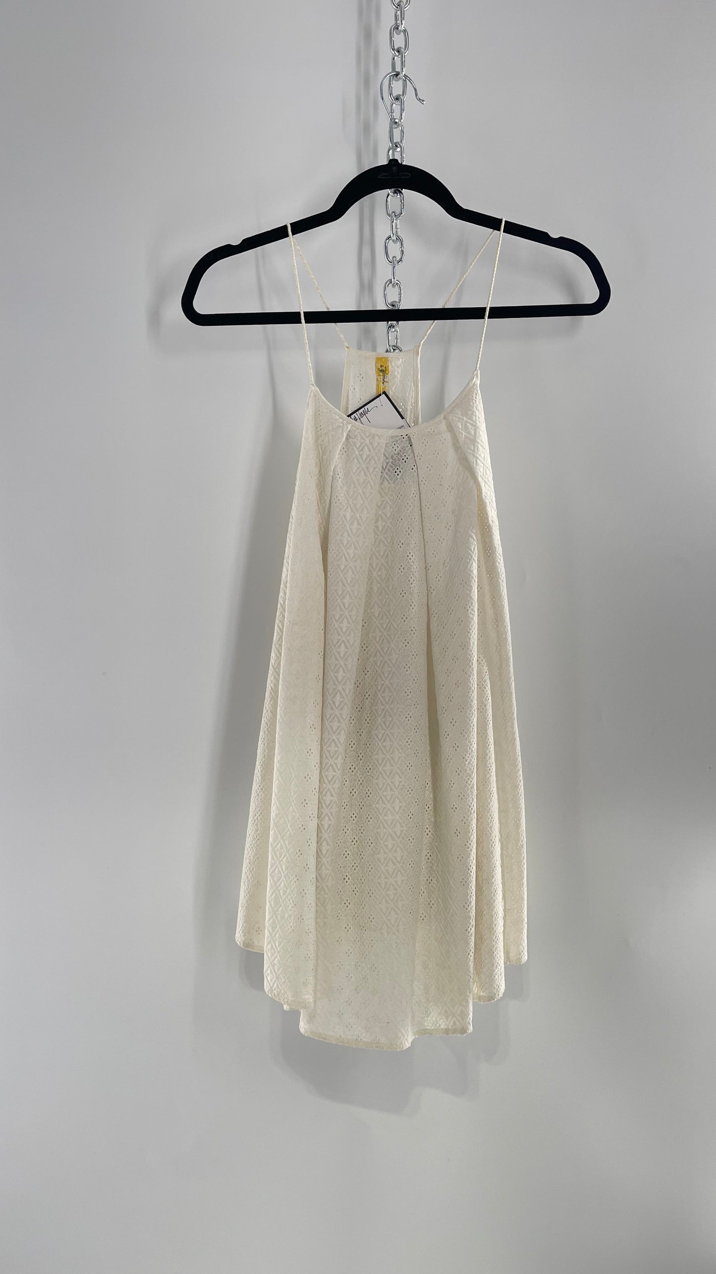 Free People White Eyelet Embroidered Flowy/Voluminous Tunic (Small)