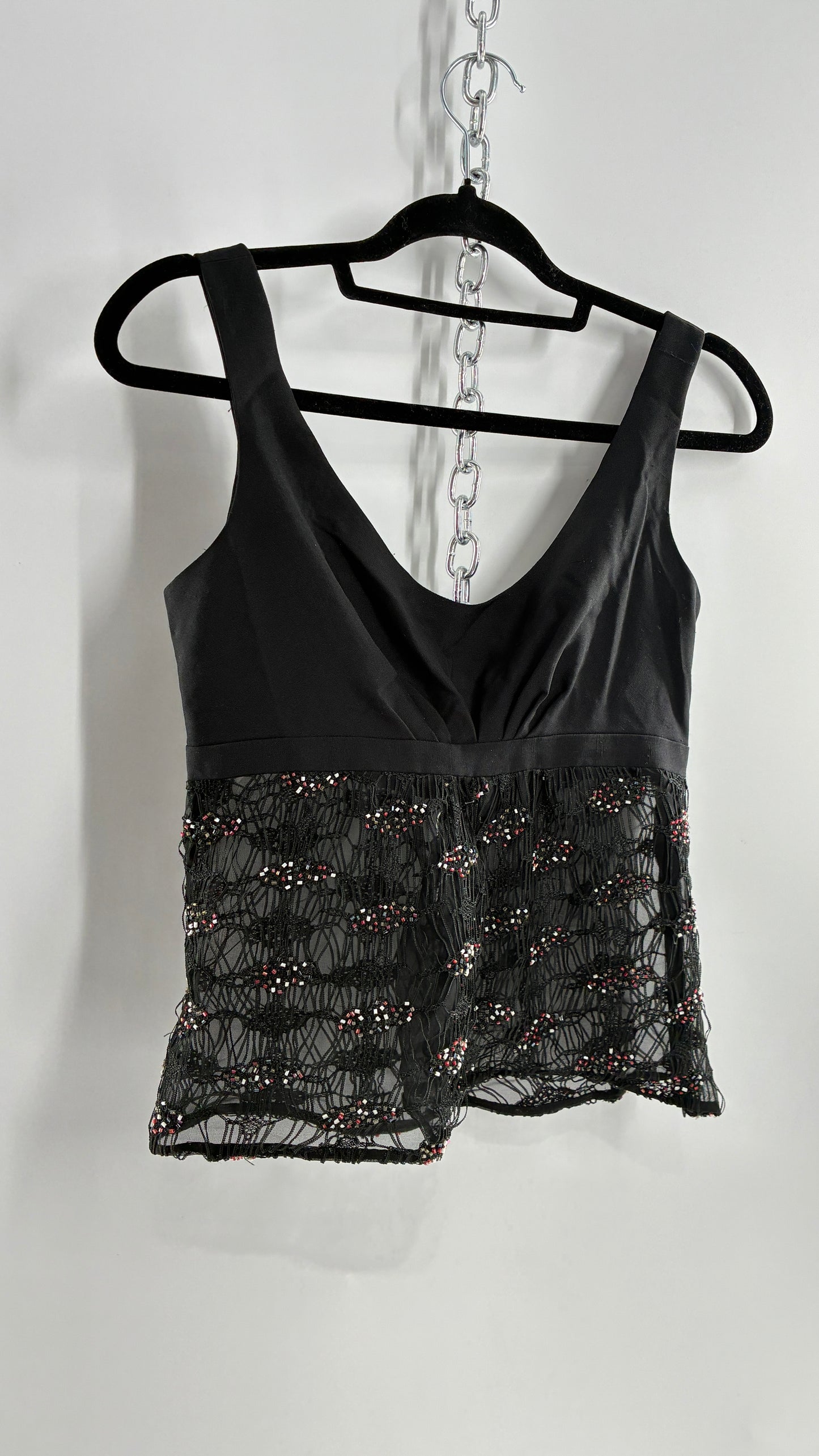 Vintage MULTI by Bree Linen Bust, Webbed Mesh Bodice Sleeveless with Beaded Details (4)