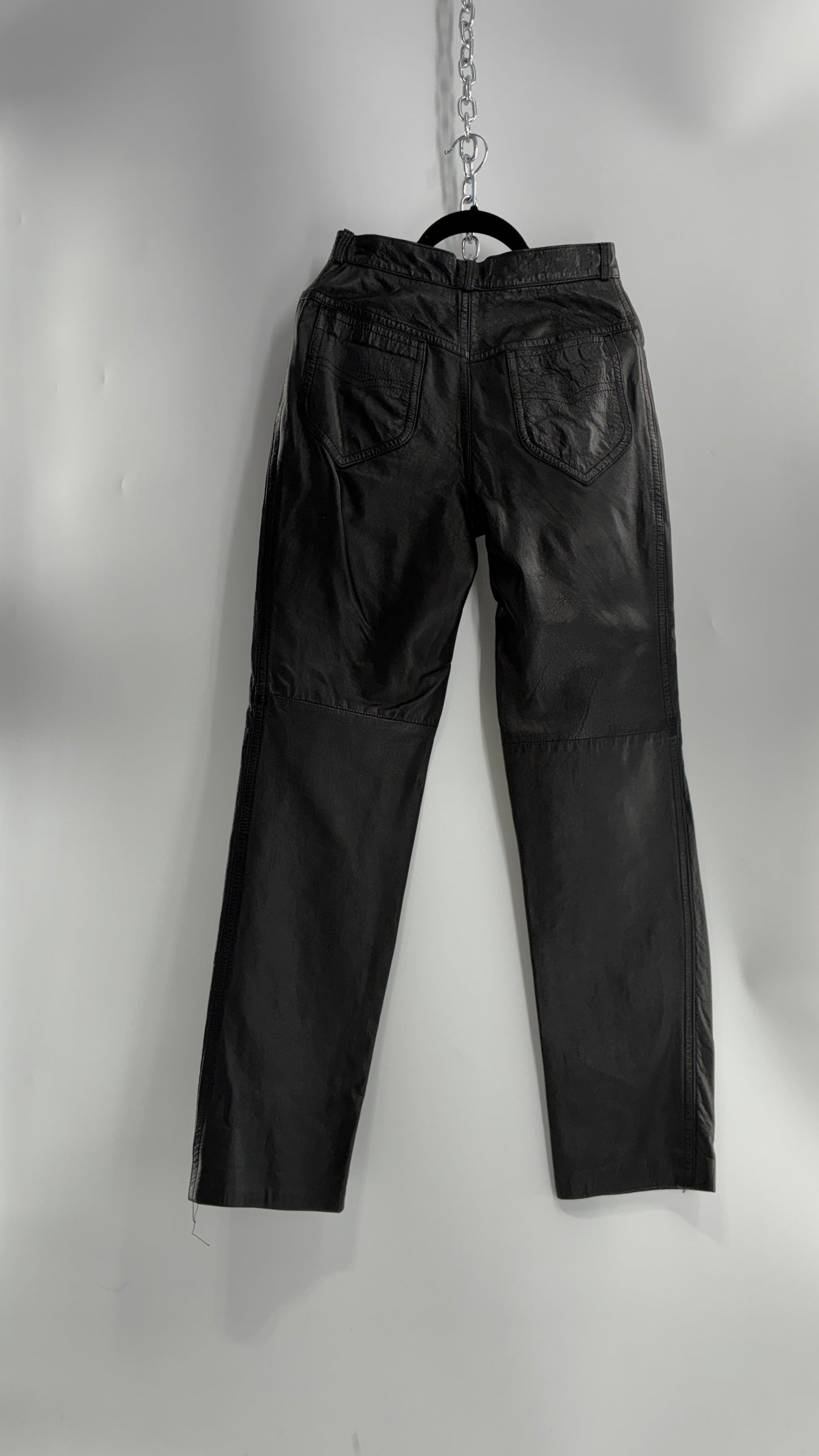 Vintage LILLIE RUBEN High Waisted Black Thin Leather Pants (6)