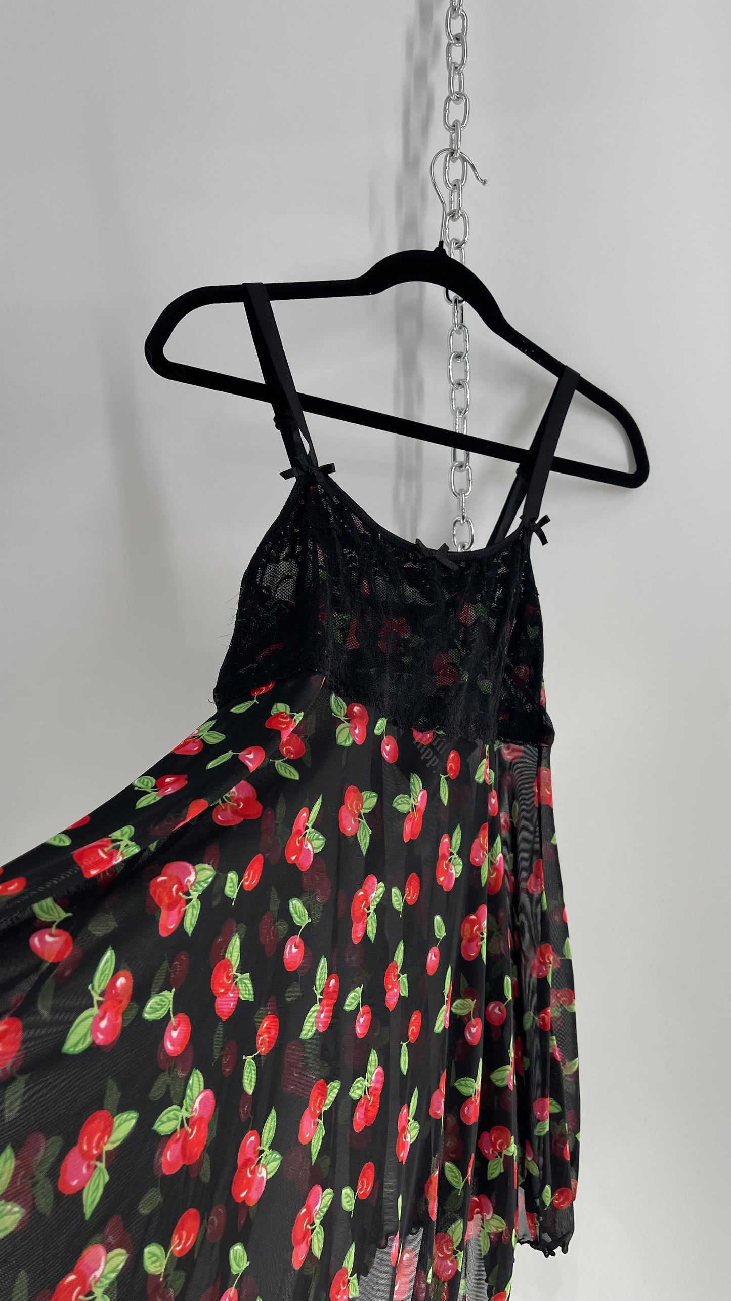 Cherry Printed Sheer Babydoll Mini/Tank (XL)