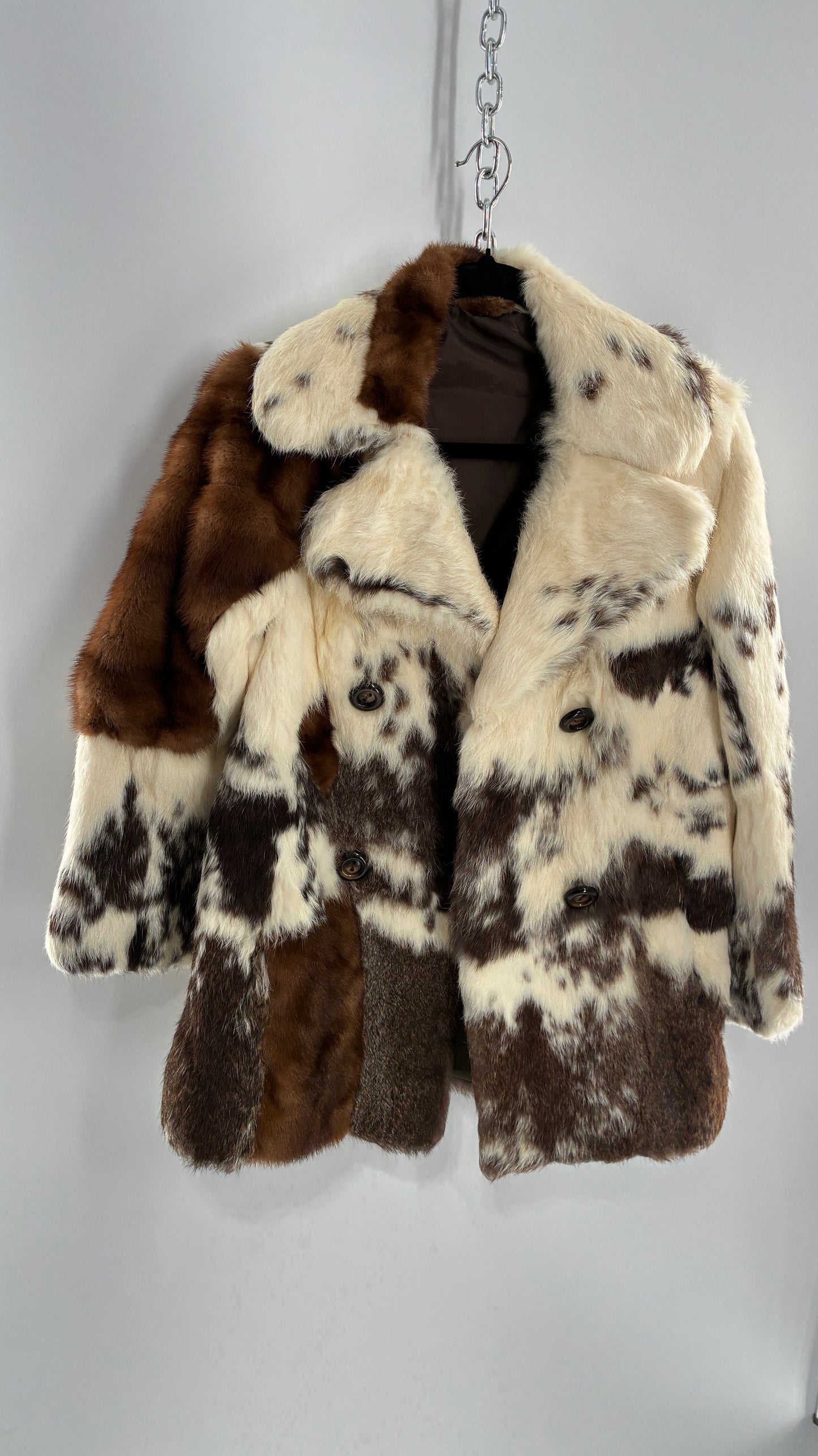 Vintage No Tags Handmade Patchwork Genuine Fur Coat (Medium)