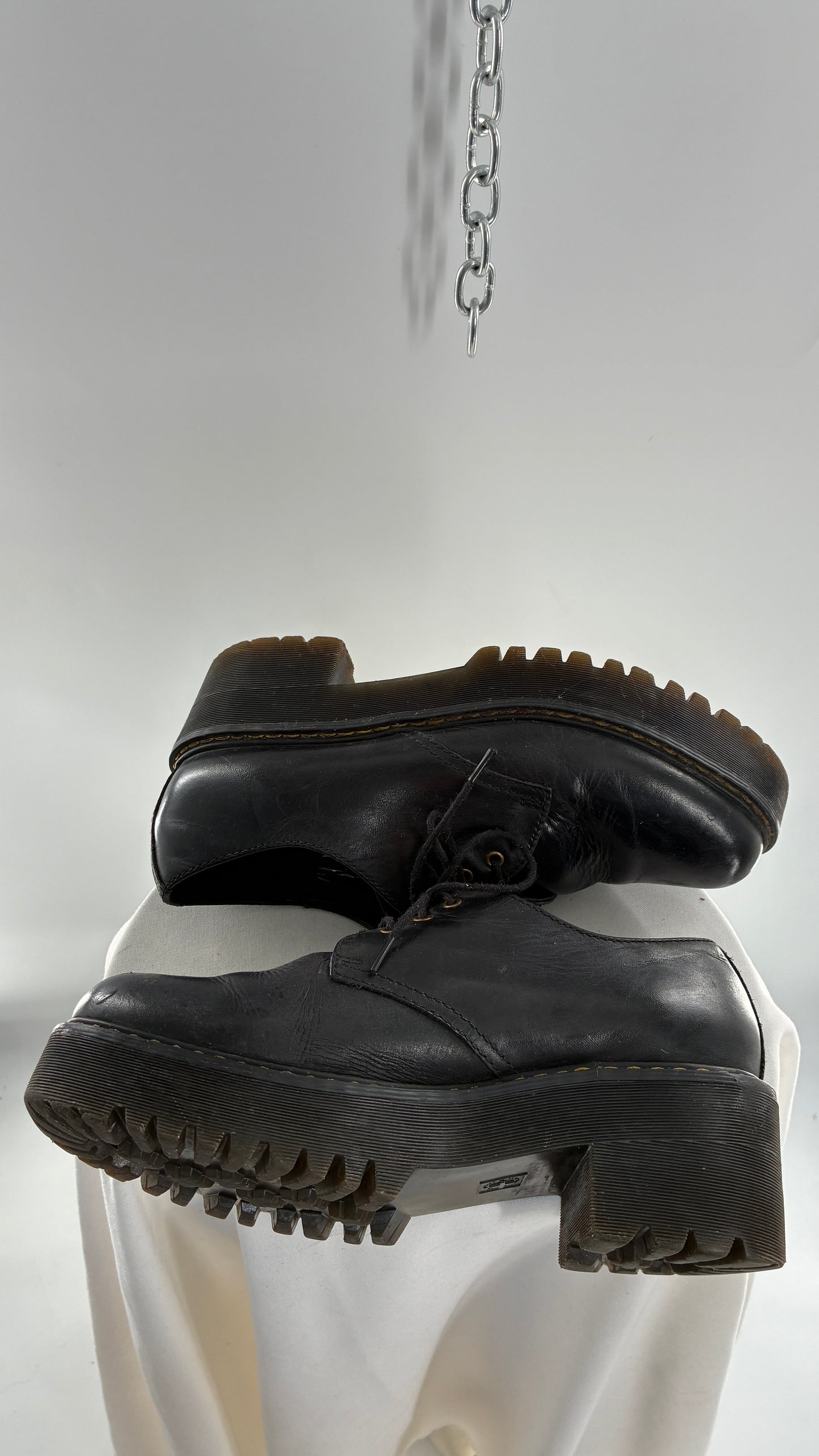 Vintage Doctor Martens Black Leather, Platform, Chunky Oxfords (9)