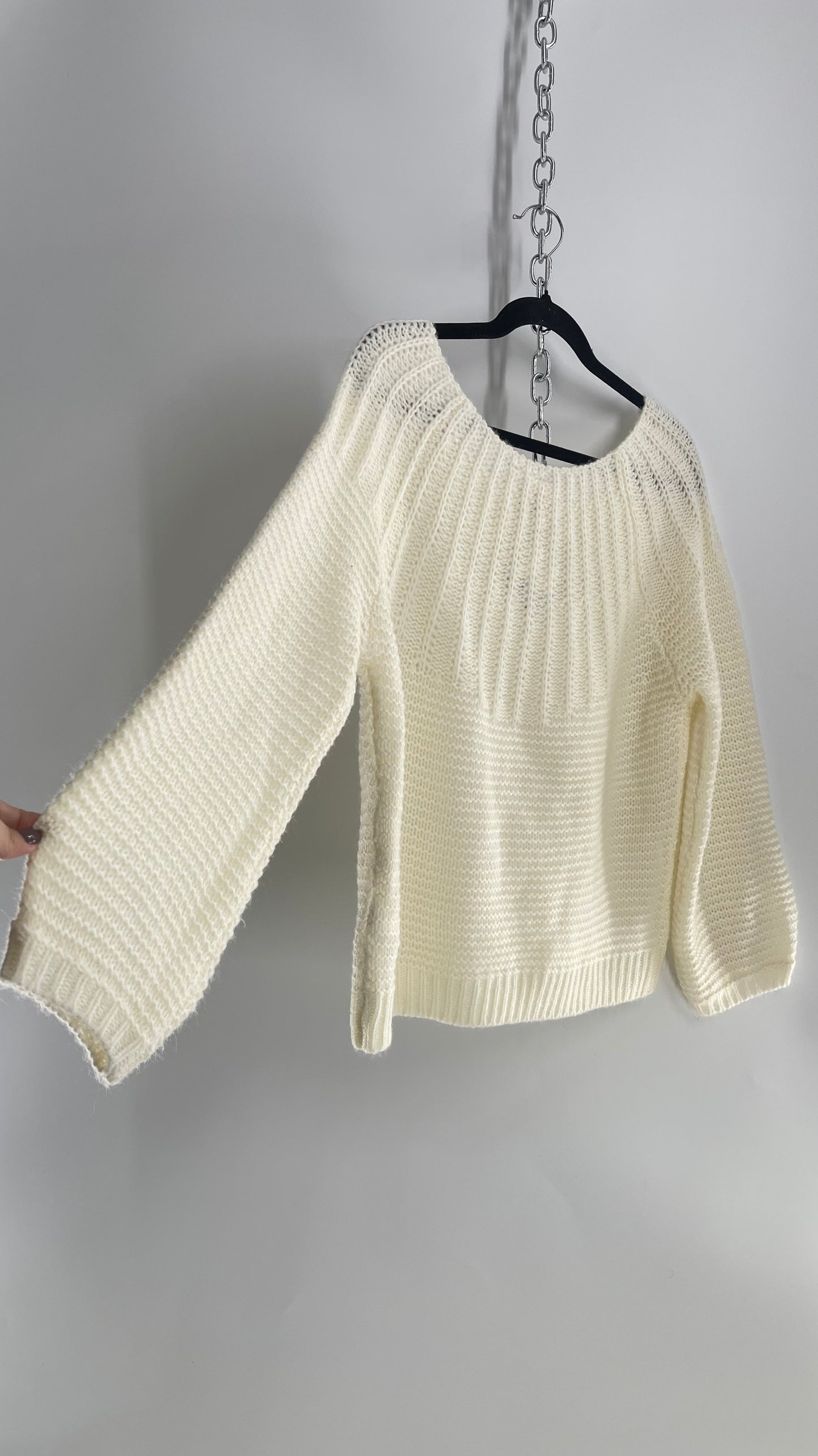 ROXY White Knit Sweater (Medium)