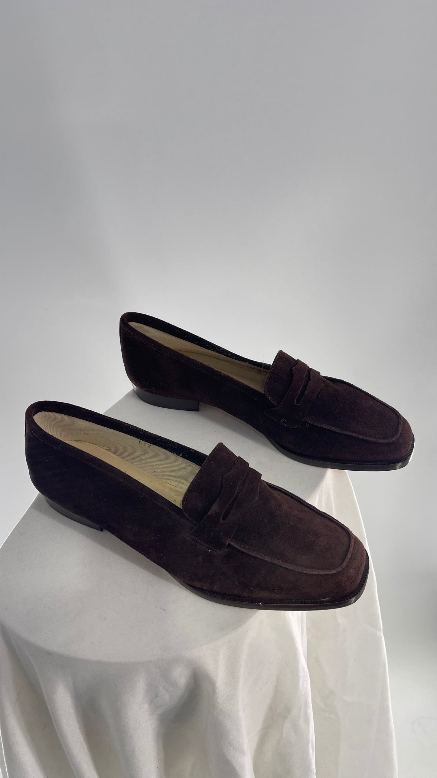 Vintage Brooks Brothers Brown Suede Leather Penny Loafers  (6.5)