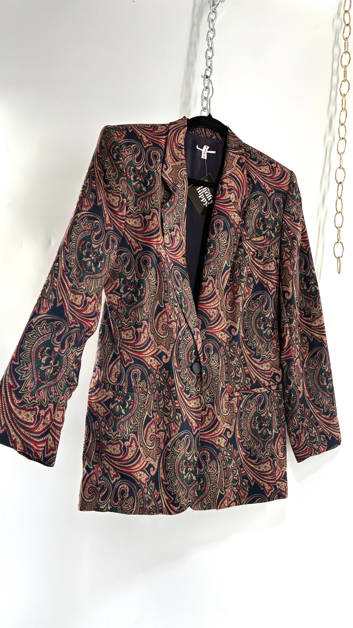 Vintage 1980s Paisley Boxy Suit Jacket and Skirt Set (8)