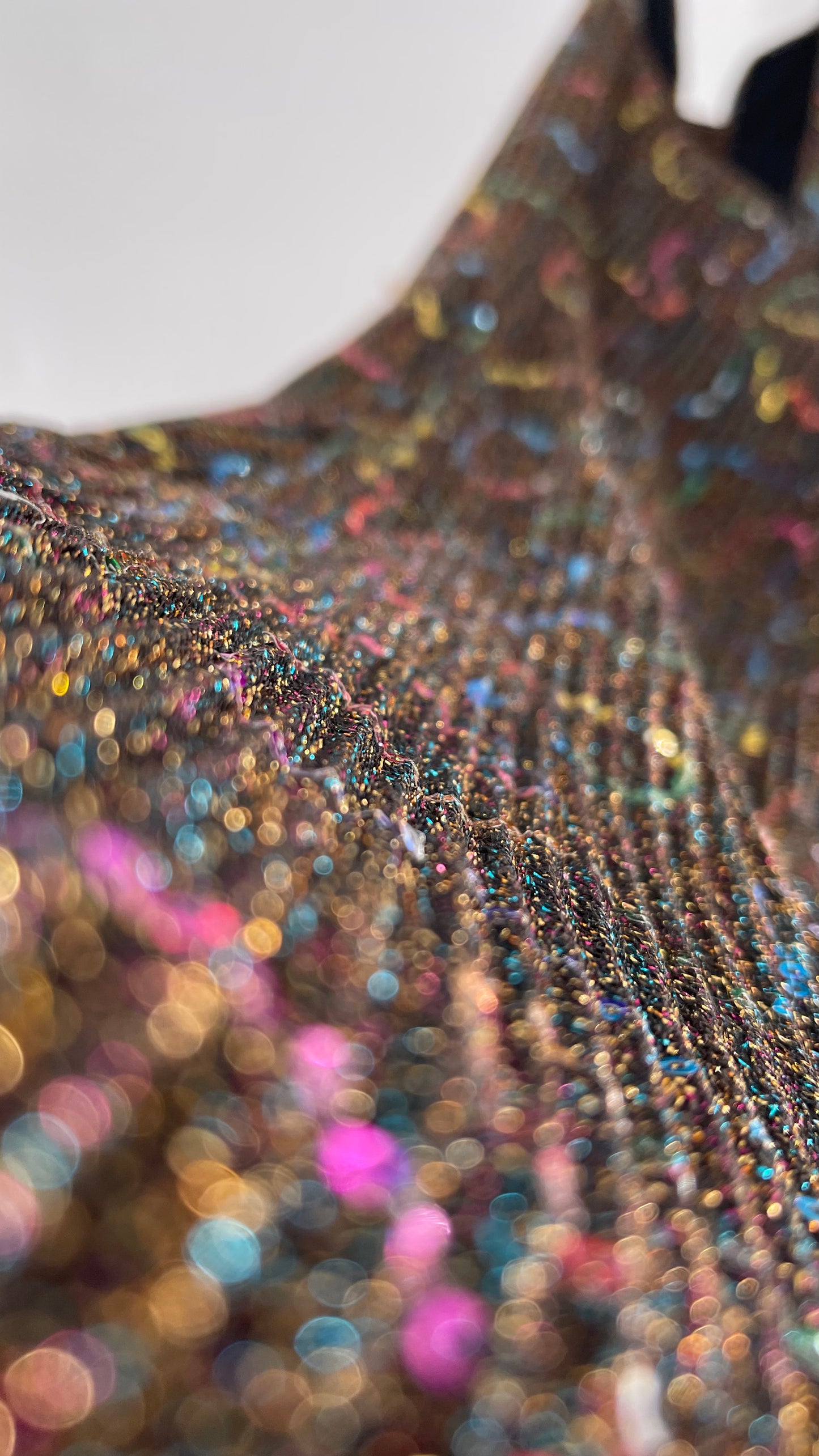 Urban Outfitters Gold Tinsel Rainbow Sequin Halter Mini (XS)