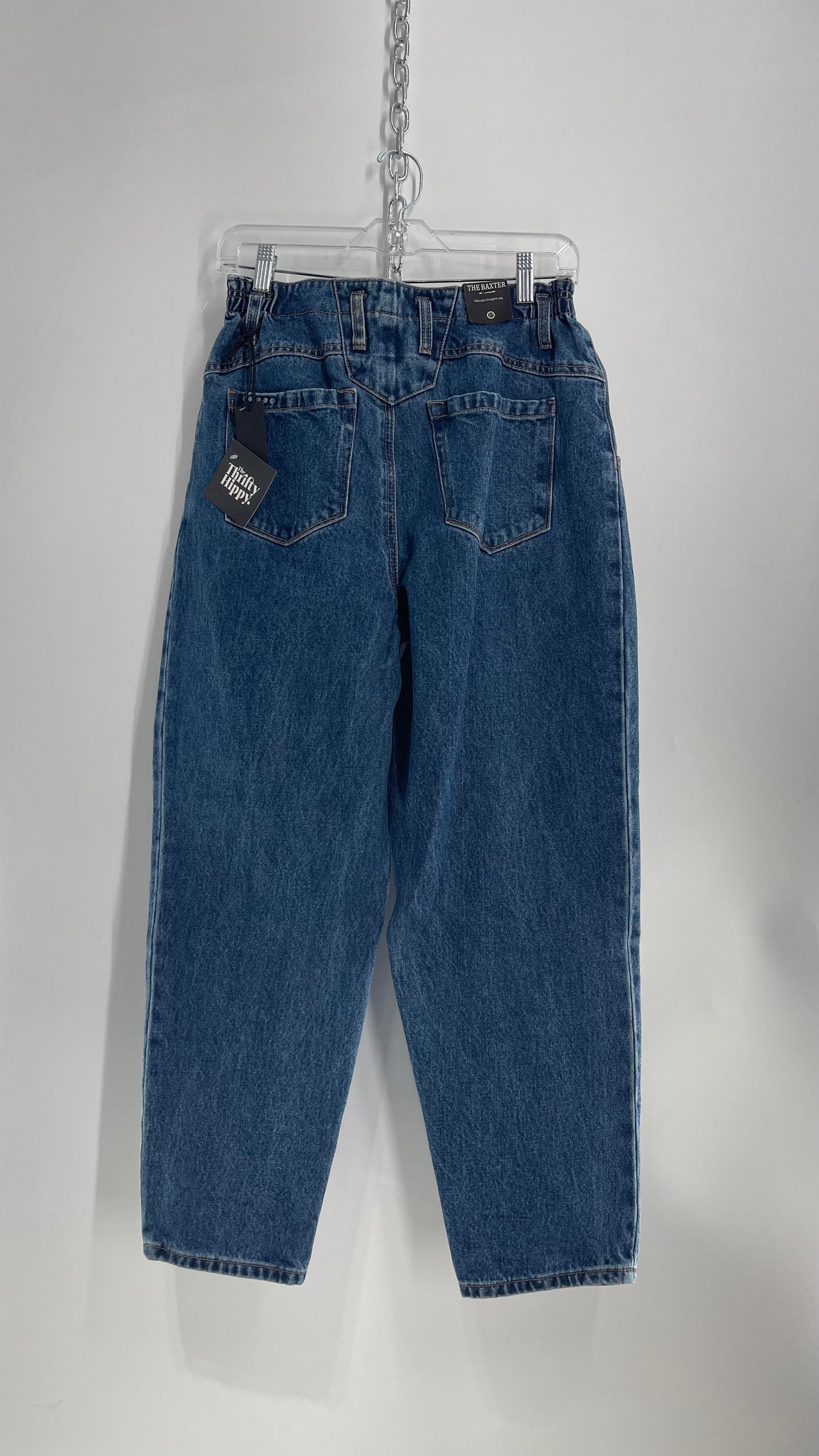 BLANKNYC Baxter Mid Rise Mid Wash Pleated Vintage Style Mom Jean with Tags Attached (27)