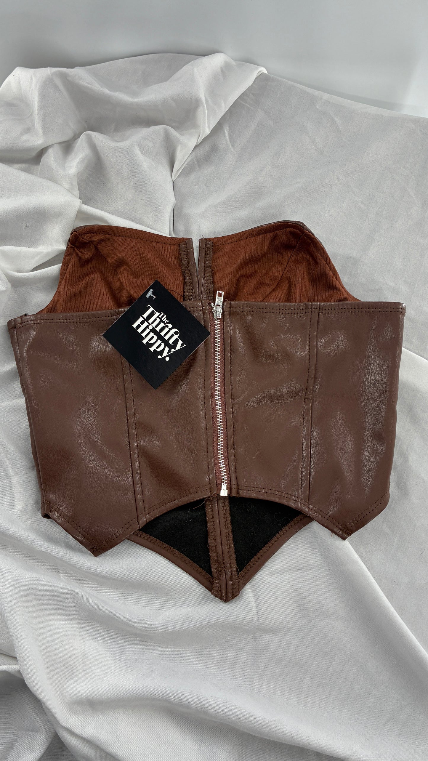 Vegan Leather Brown Pointed Corset (XS/2)