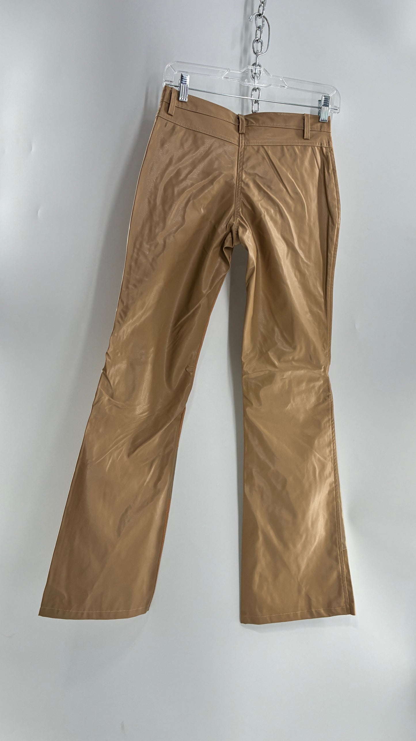 Vintage OUTER EDGE Patchwork Vegan Leather Kickflares with Tie Up Waistline (5)
