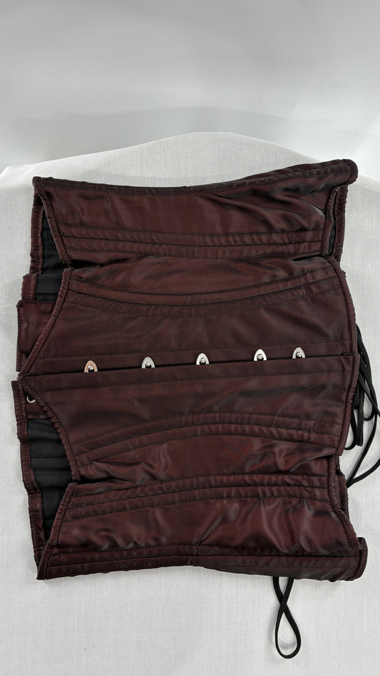 Vintage ORCHARD CORSETS Heavy Duty Burgundy Brown Corset (30”)
