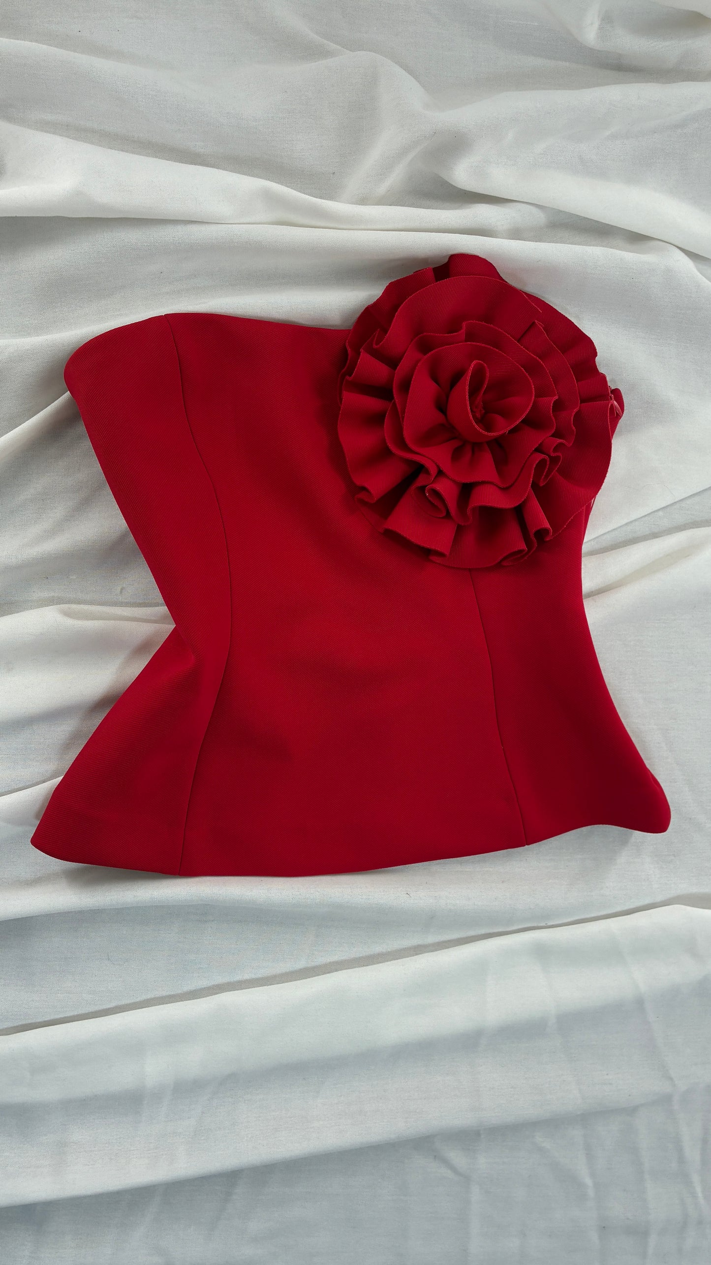 ZARA Red Corset with Oversized Rosette Detail and tags attached  (Small)