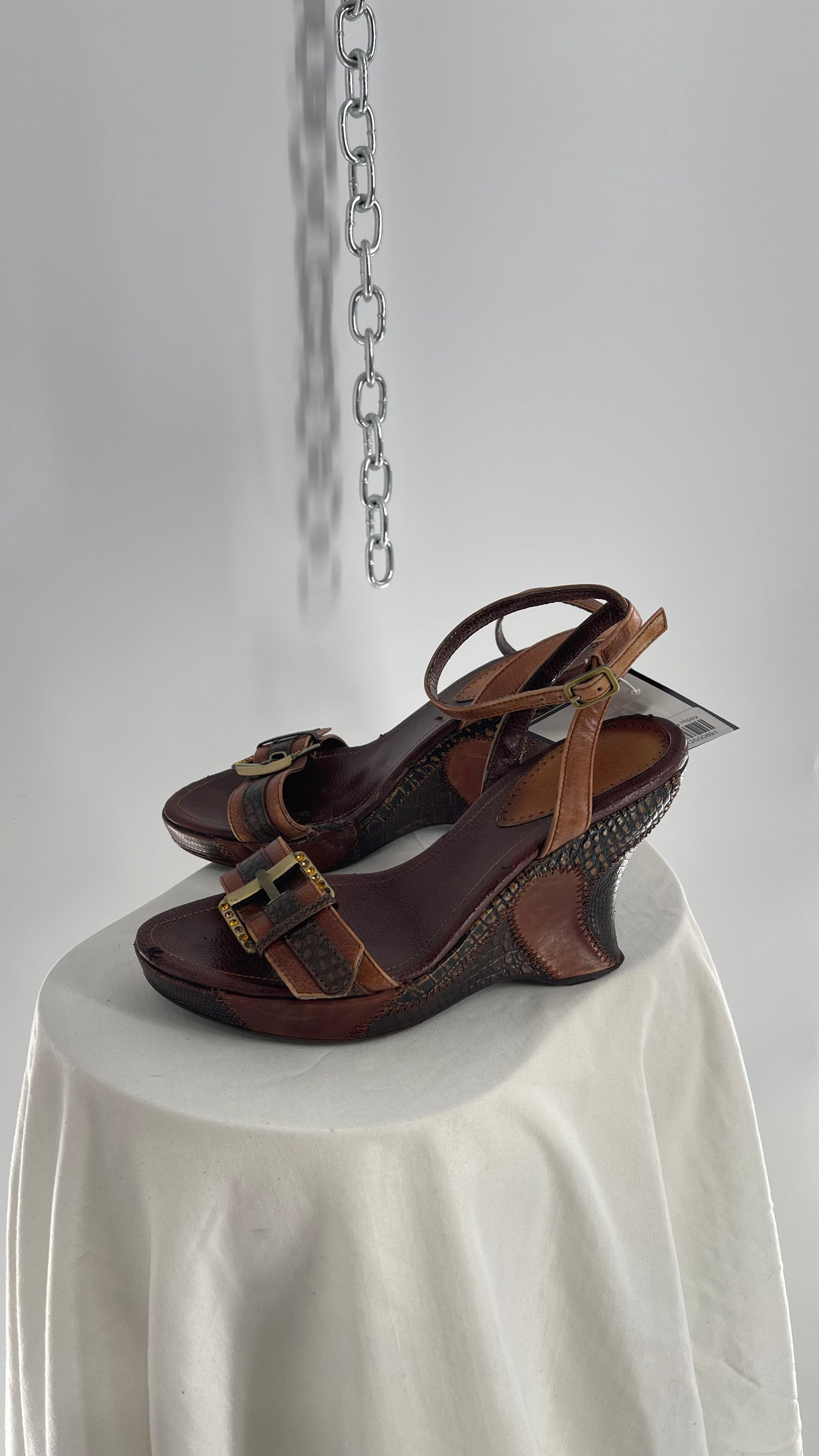 Vintage Hilary Radley Leather Patchwork Buckled Wedges (5)