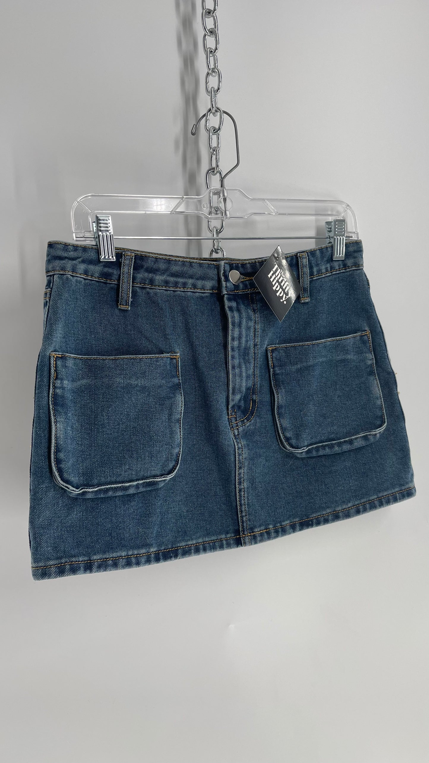 Pretty Little Thing Denim Mini Skirt with Pockets (6)