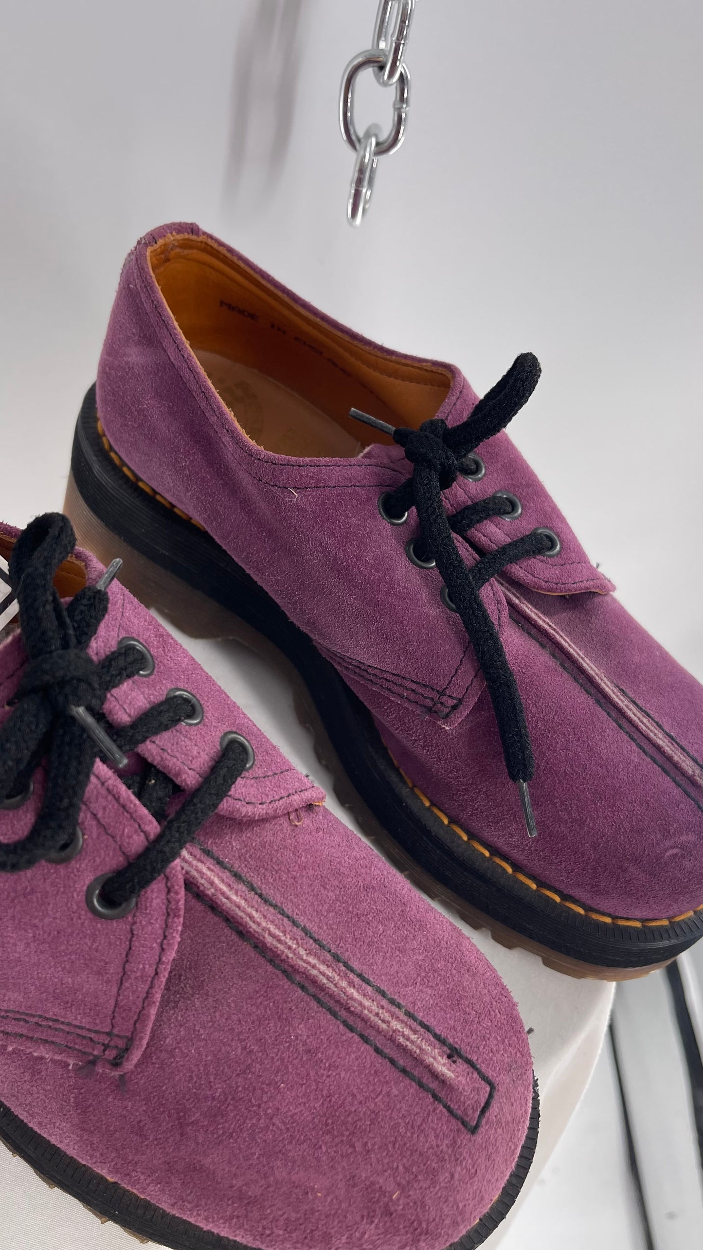 SUPER RARE Vintage Dr. Martens Platform Purple/Mauve Suede Leather Oxfords (3)