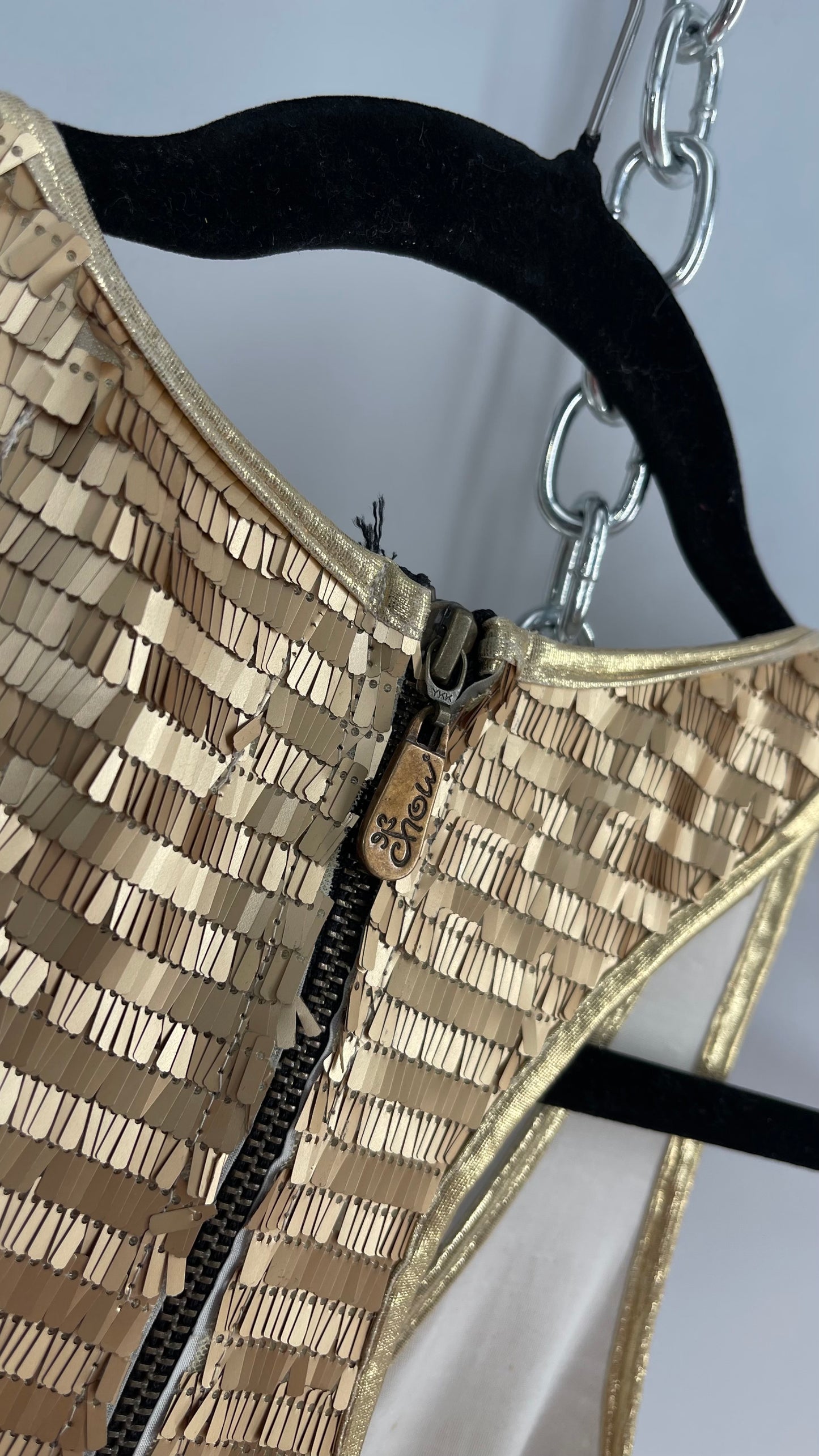 Chow Gold Sequin Tank with Zipper and Tags Attached Imported from Brazil (Small)