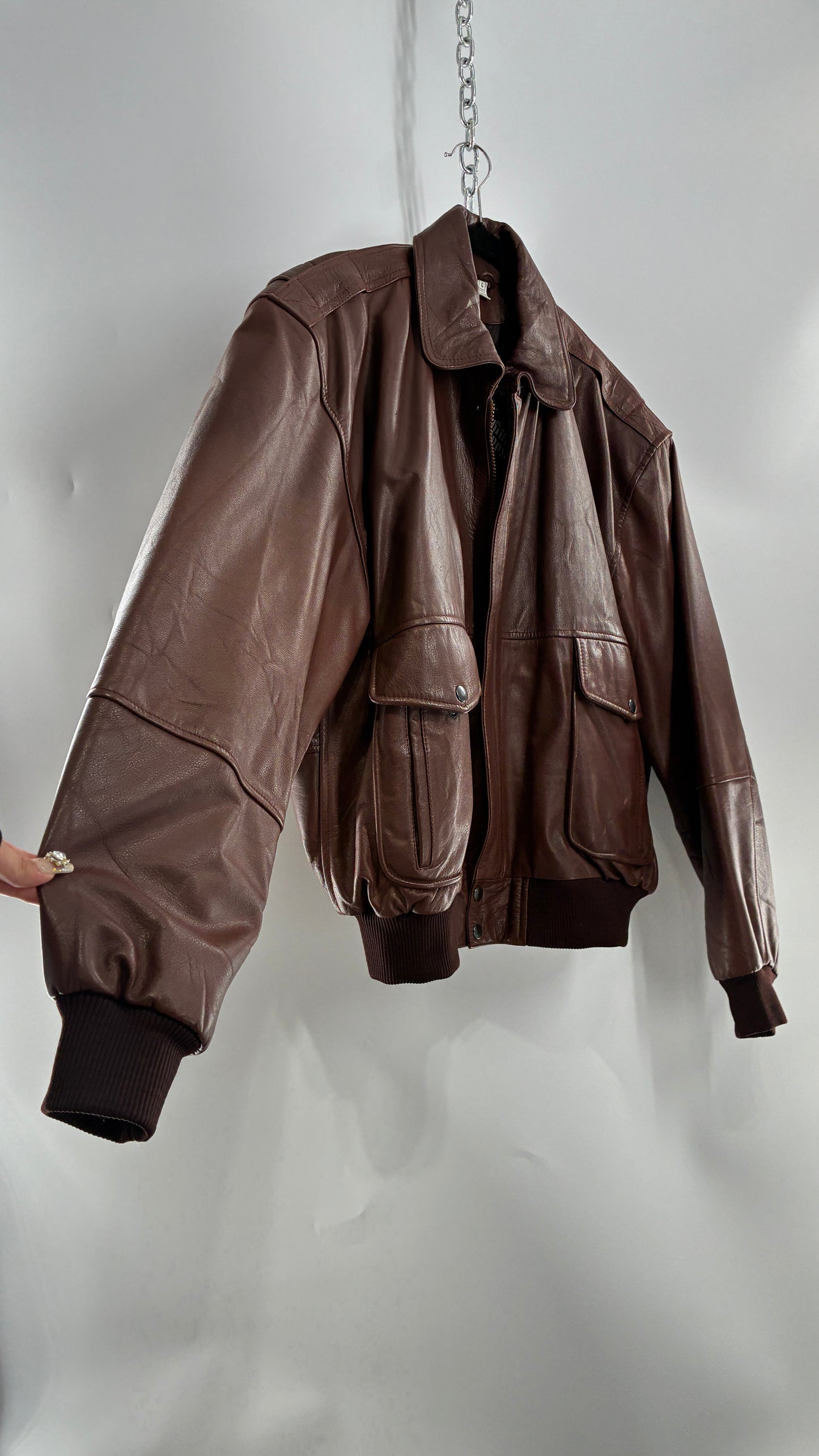 Vintage SUPER FORTRESS B2 Brown Leather Bomber Jacket (Large)