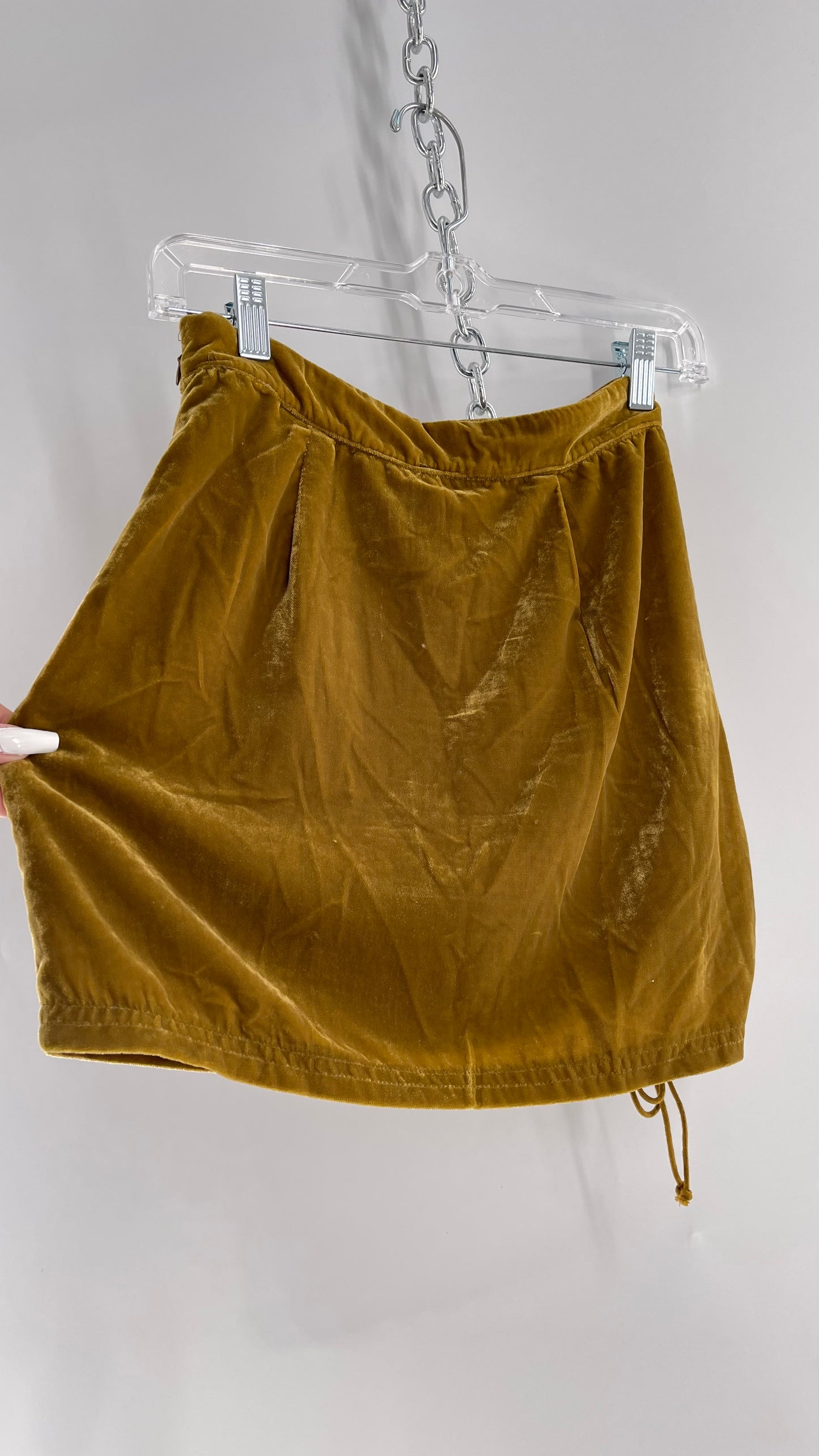 Free People Mustard Velvet Ruche Side Skirt (0)