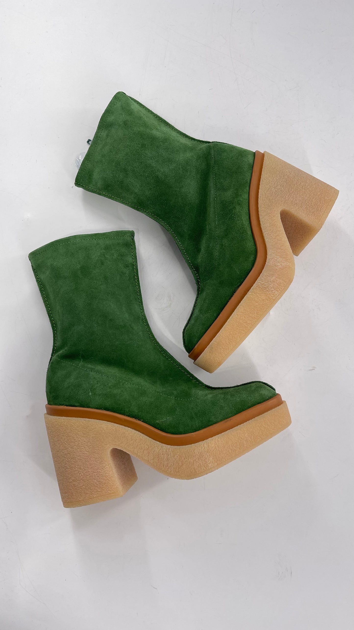 Free People Green Gigi Suede Leather Rubber Heel Boot (36.5)