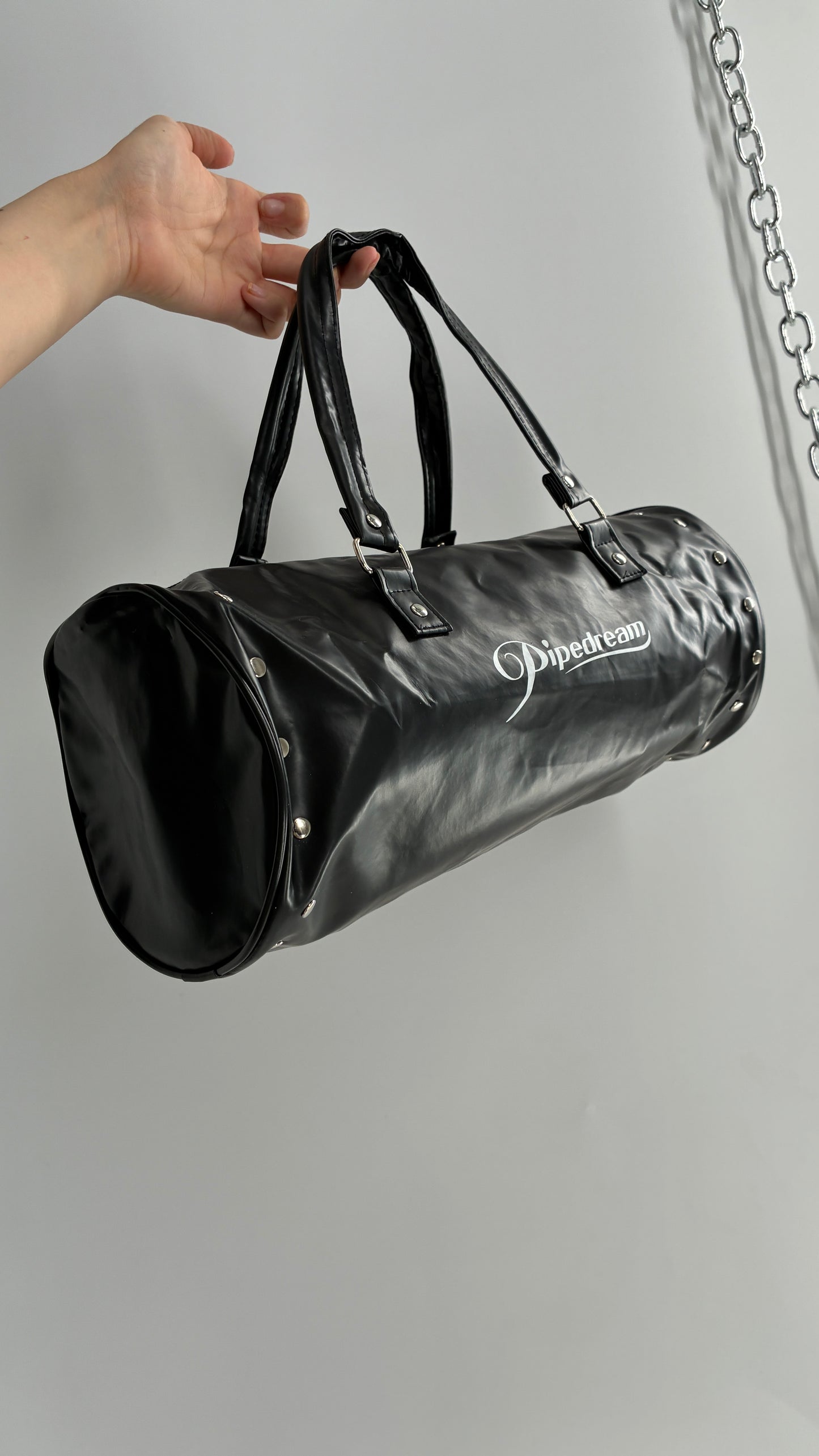 Vintage PIPEDREAM 2005 Cylindrical Black Shoulder Bag with Studded Details
