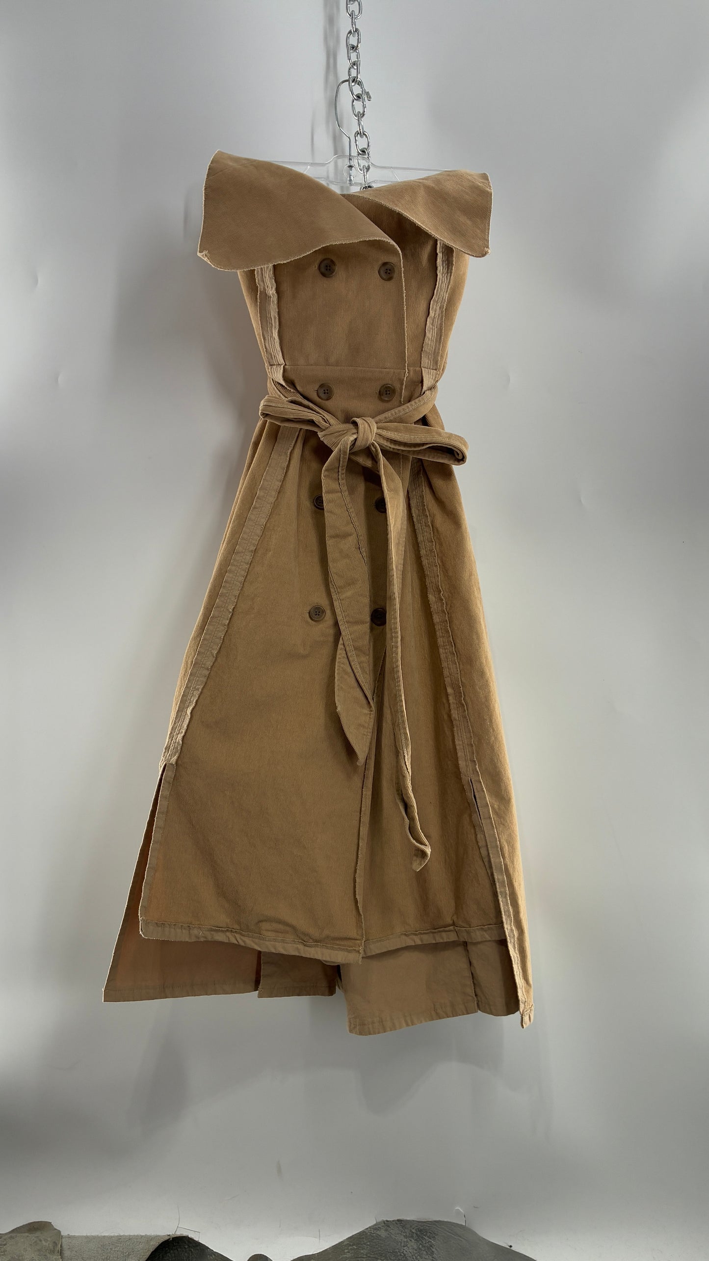 Vintage Corduroy Trench Coat Style Dress (Medium)