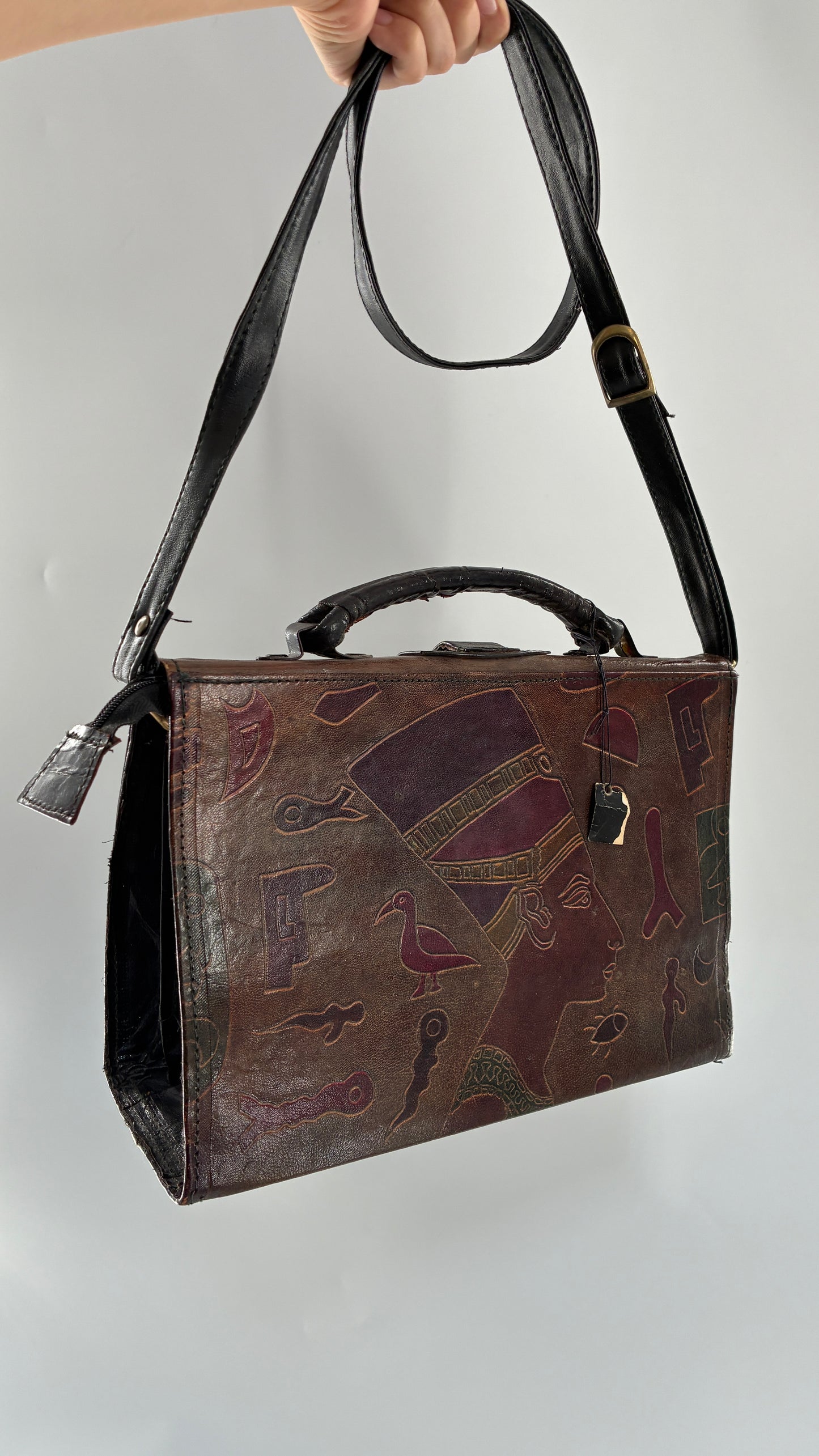 Deadstock Vintage African Leather Engraved Cross Body