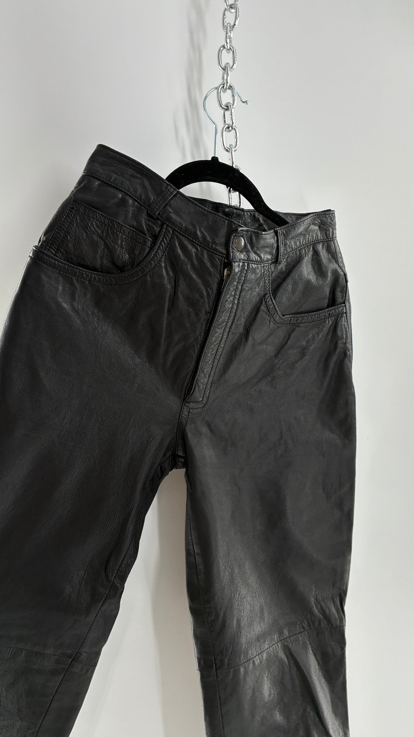 Vintage LILLIE RUBEN High Waisted Black Thin Leather Pants (6)