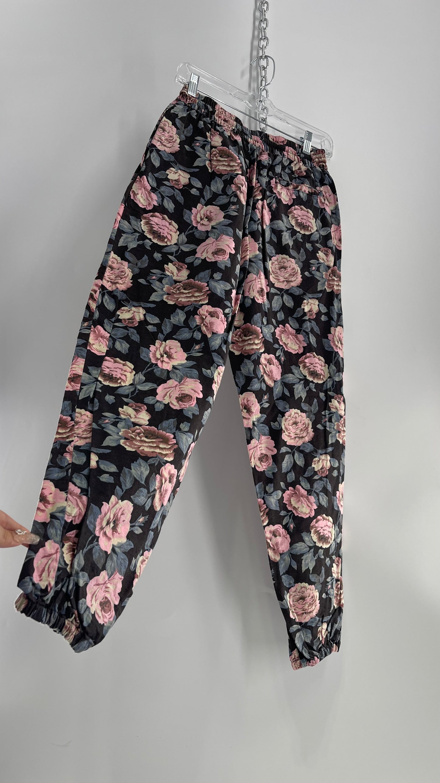 Urban Outfitters Brown/Pink Floral Joggers (Small)