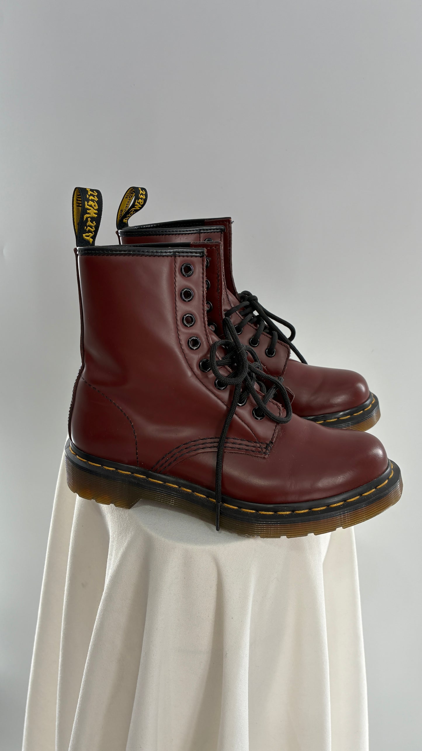 Vintage Dr. Martens Burgundy Maroon Combat Boots (6L)