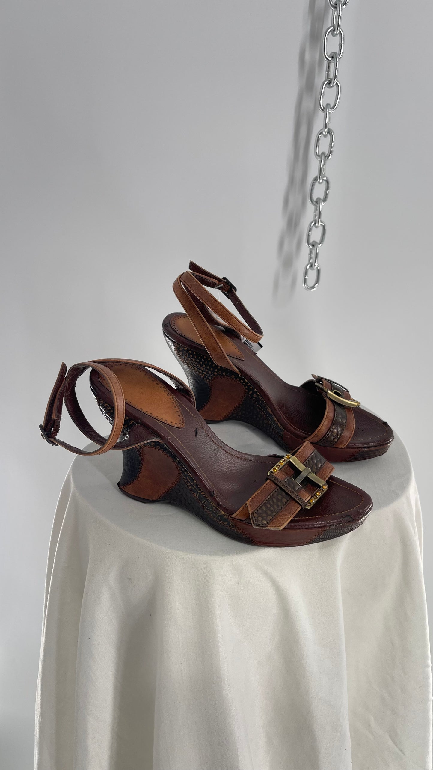 Vintage Hilary Radley Leather Patchwork Buckled Wedges (5)