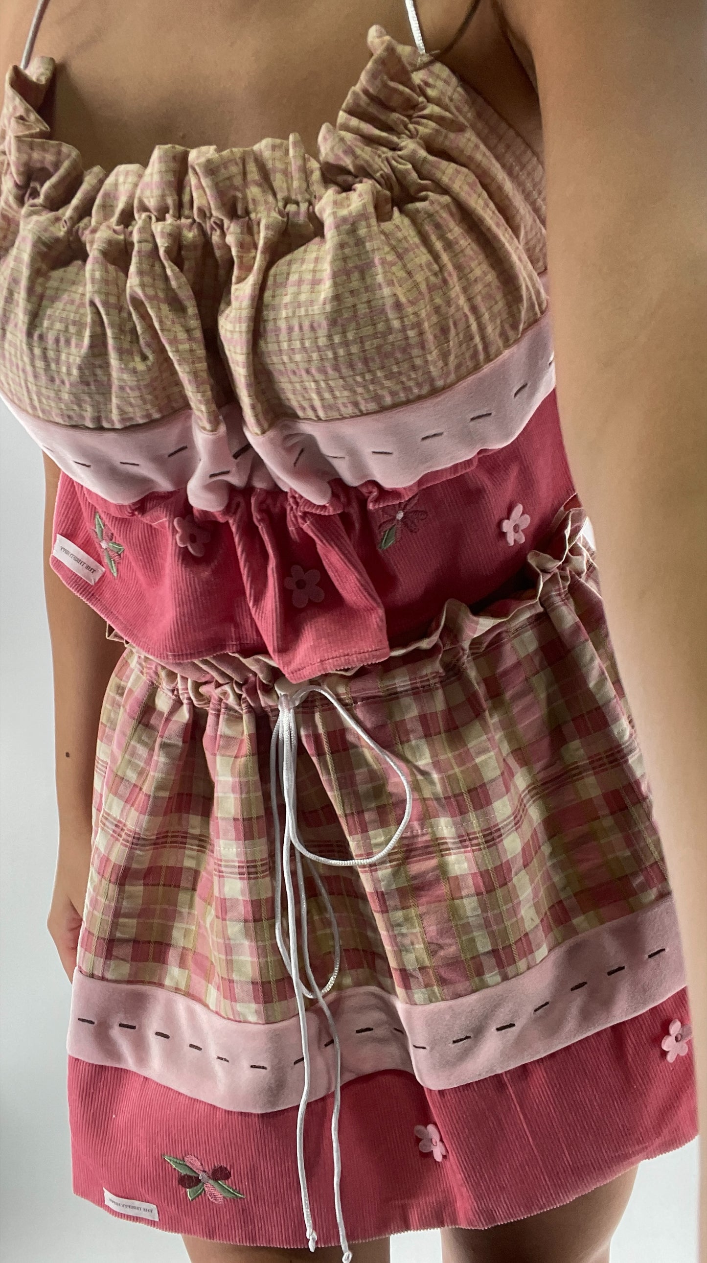 Custom Strawberry Shortcake 2 Piece Handmade Patchwork Skirt and Backless Top Set (One Size XS-XL)