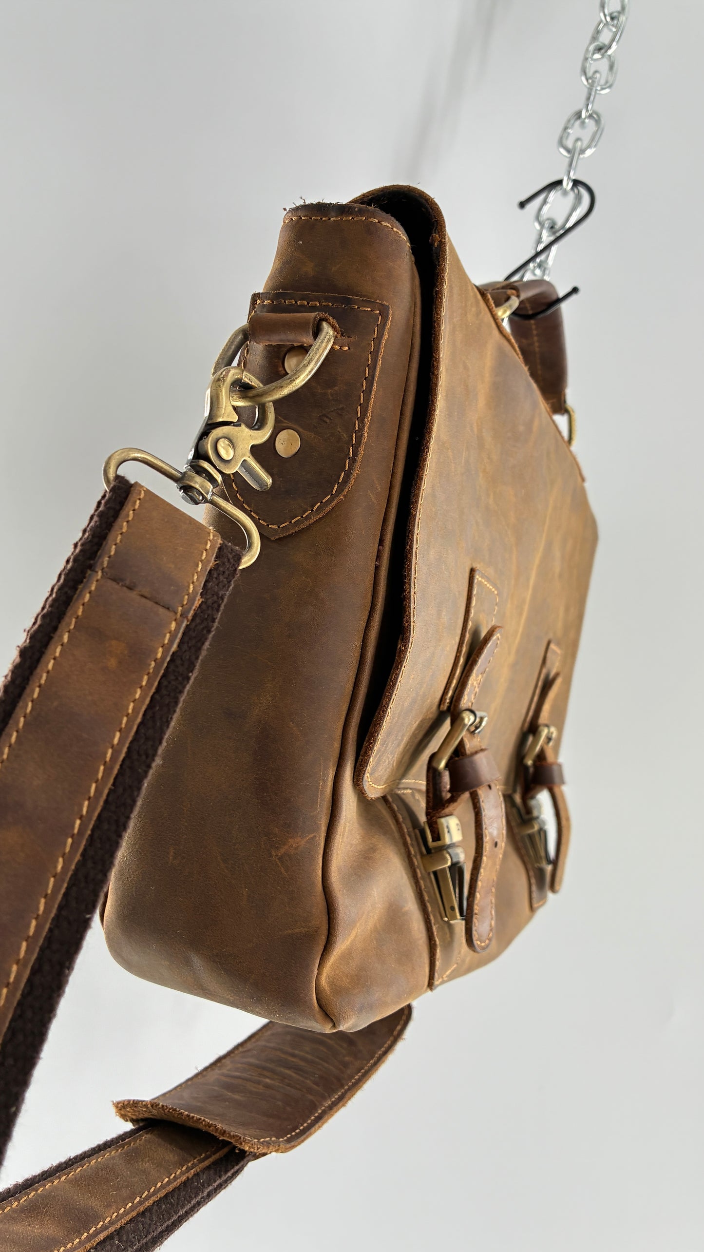 KATTEE Heavy Duty, Thick Genuine Leather Briefcase School Satchel Messenger Bag