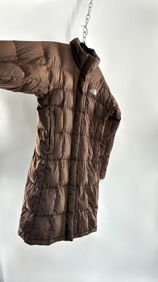 Vintage 1990s NORTH FACE Brown Bubble Puffer Coat (Small)