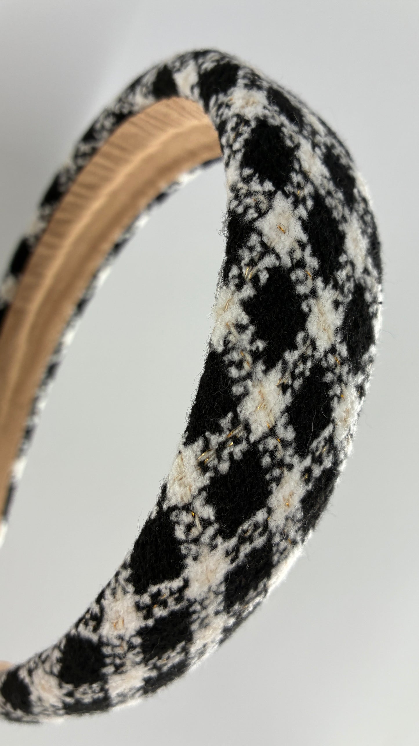 Black and White Plaid Knit Headband