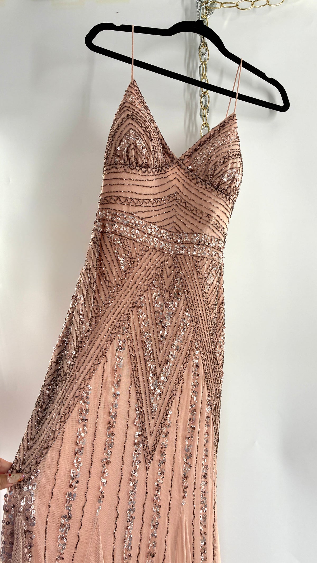 Vintage MARINA Dusty Pink Beaded Gown (2)