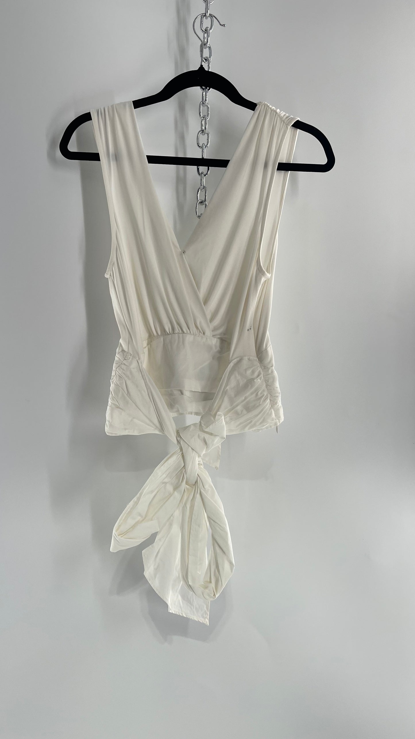 Sunday in Brooklyn Anthropologie White Wrap Around Tie Up Tank (Medium)