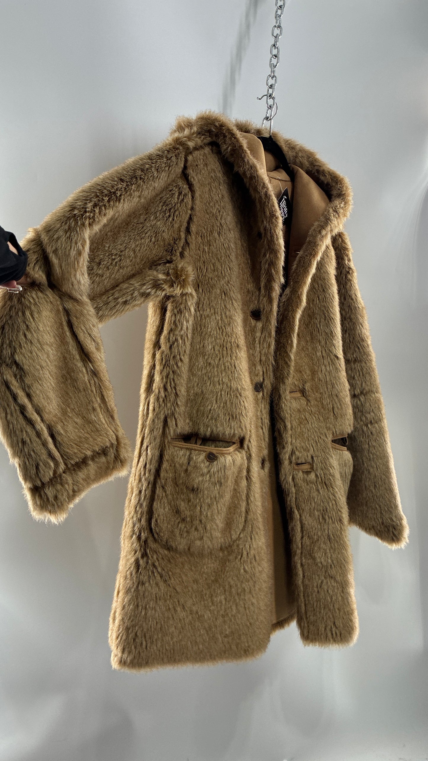 Vintage JONES NEW YORK Reversible Fur and Vegan Suede Coat (Small)