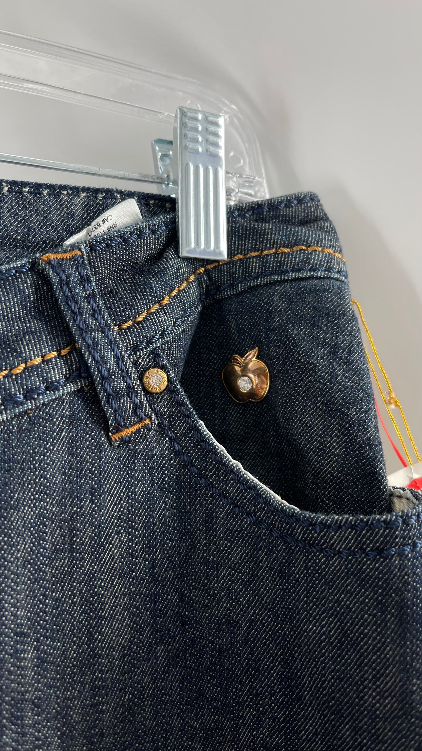Deadstock Apple Bottom Jeans with  Gold Embossed Jacron and Apple Patch Pockets (13/14)