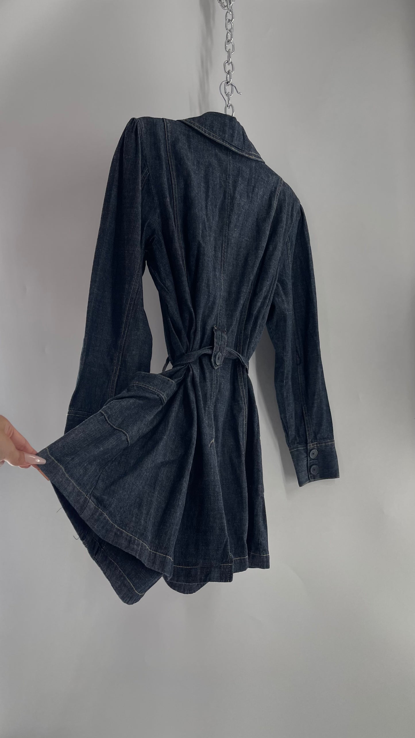 Vintage FRENCH CUFF Dark Denim Trench Style Jacket (XL)