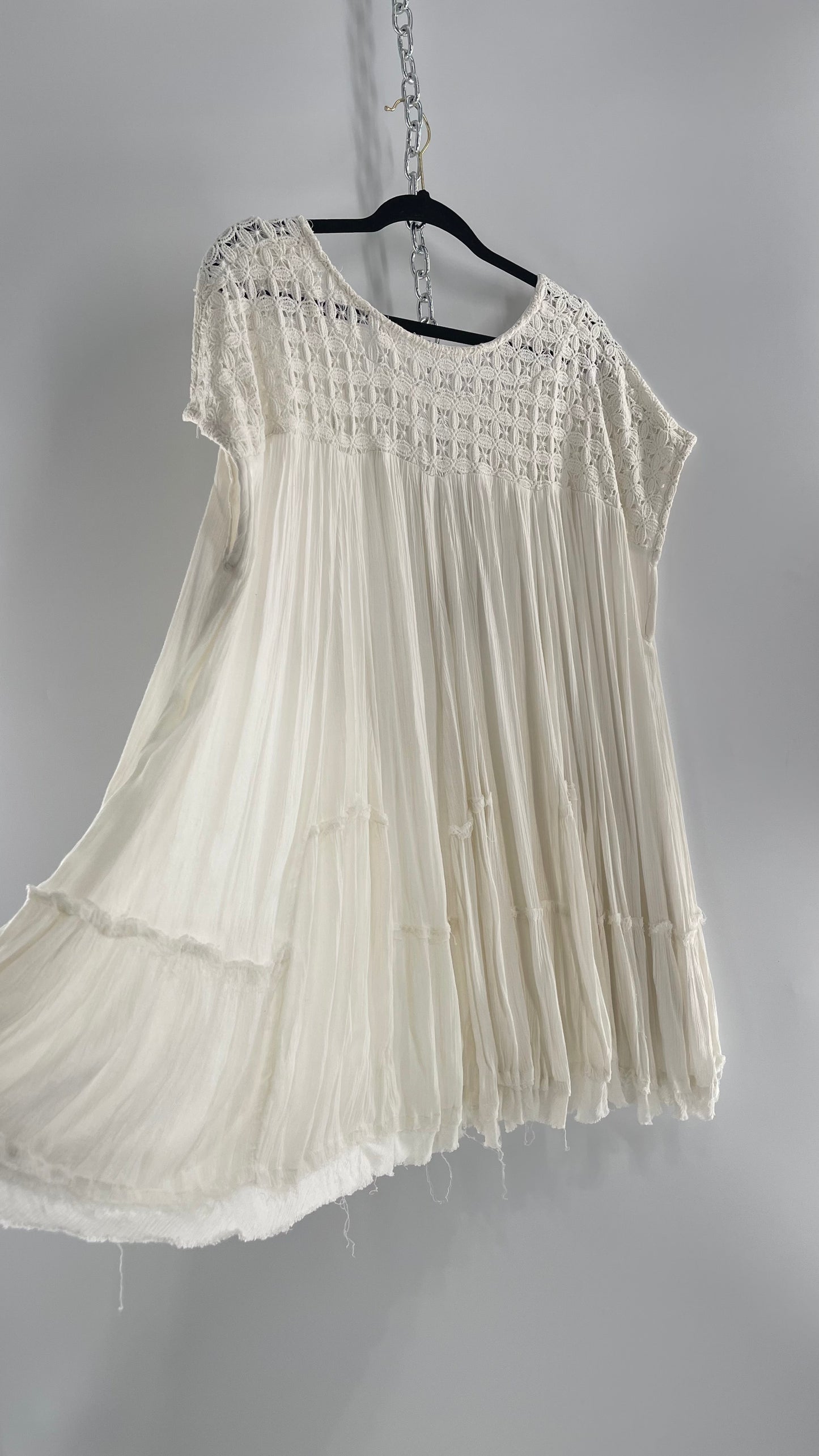 Free People White Cotton Voluminous T Shirt Dress (S)