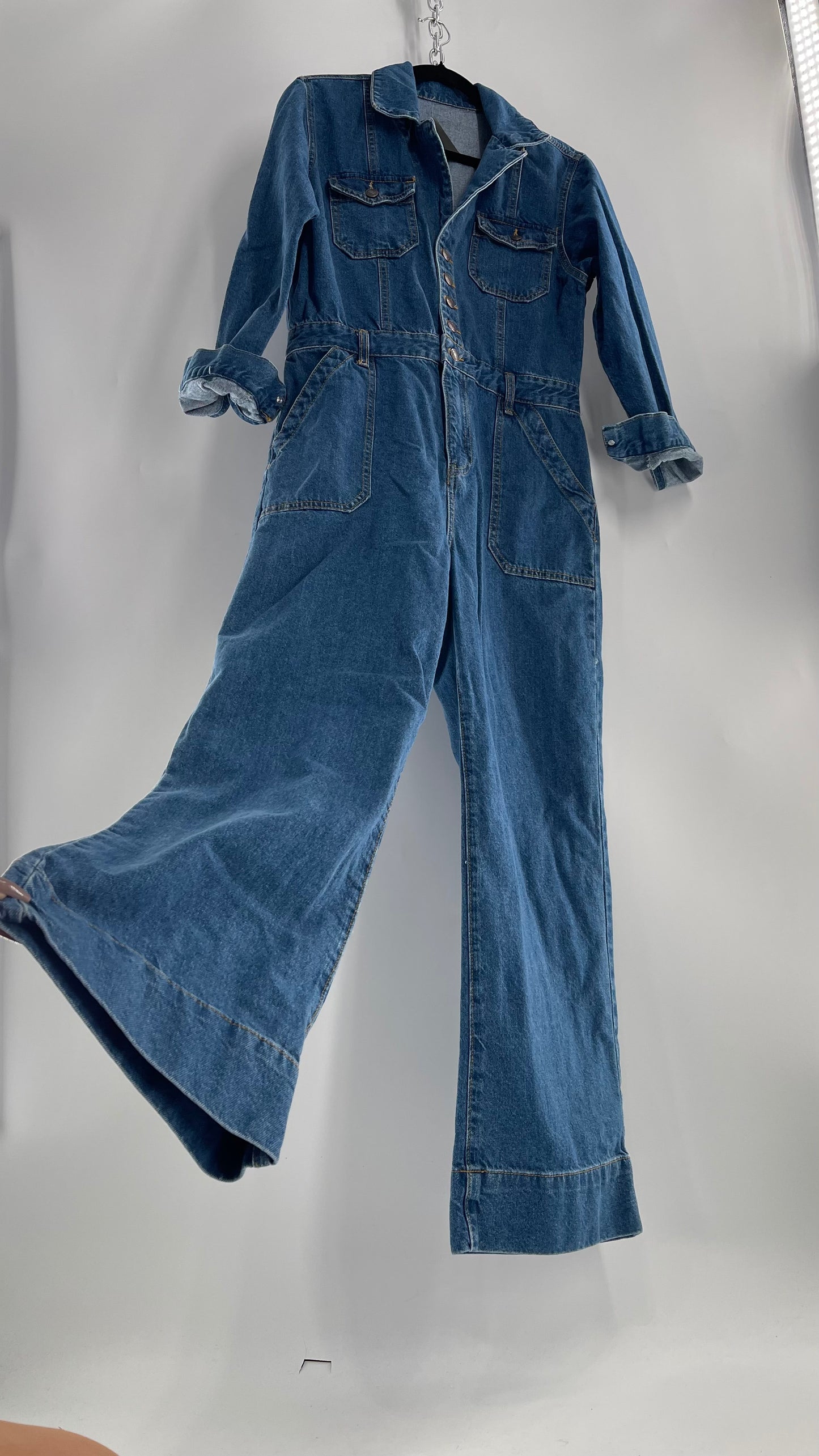 Vintage Medium Wash Jean/Denim Jumpsuit Boiler Suit (Small)