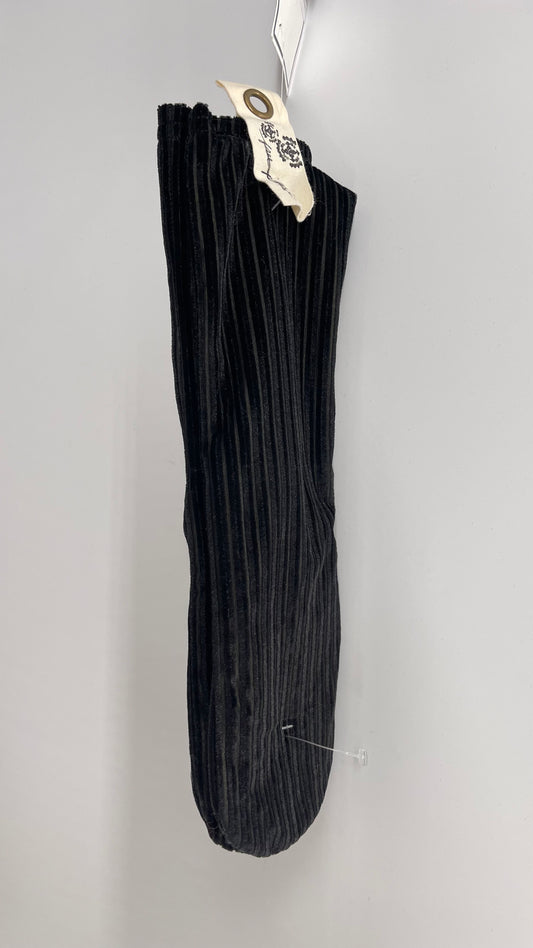 Free People Black Velour Ribbed Socks