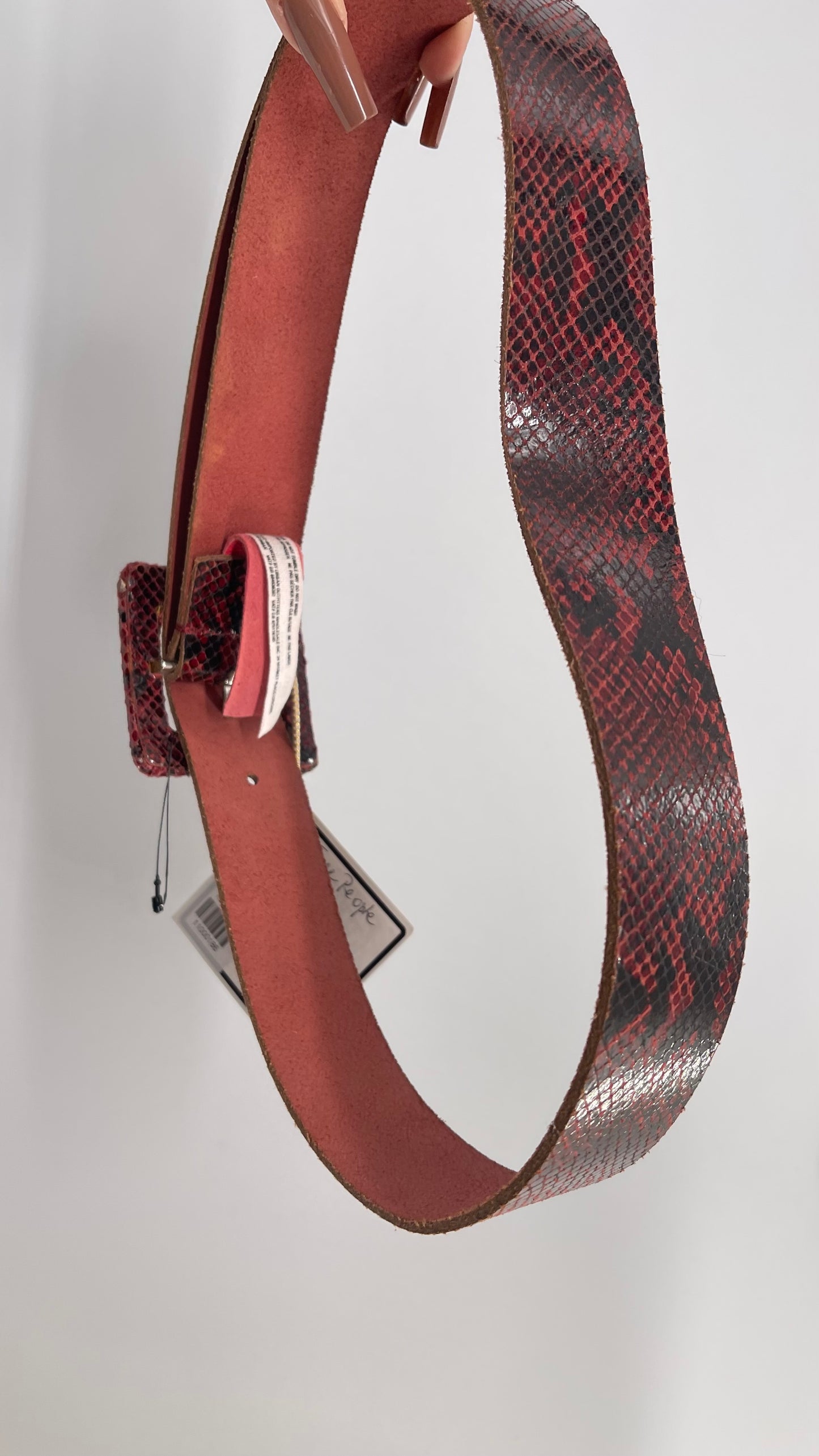 Free People Burgandy Snake Skin Pattern Leather (S/M)