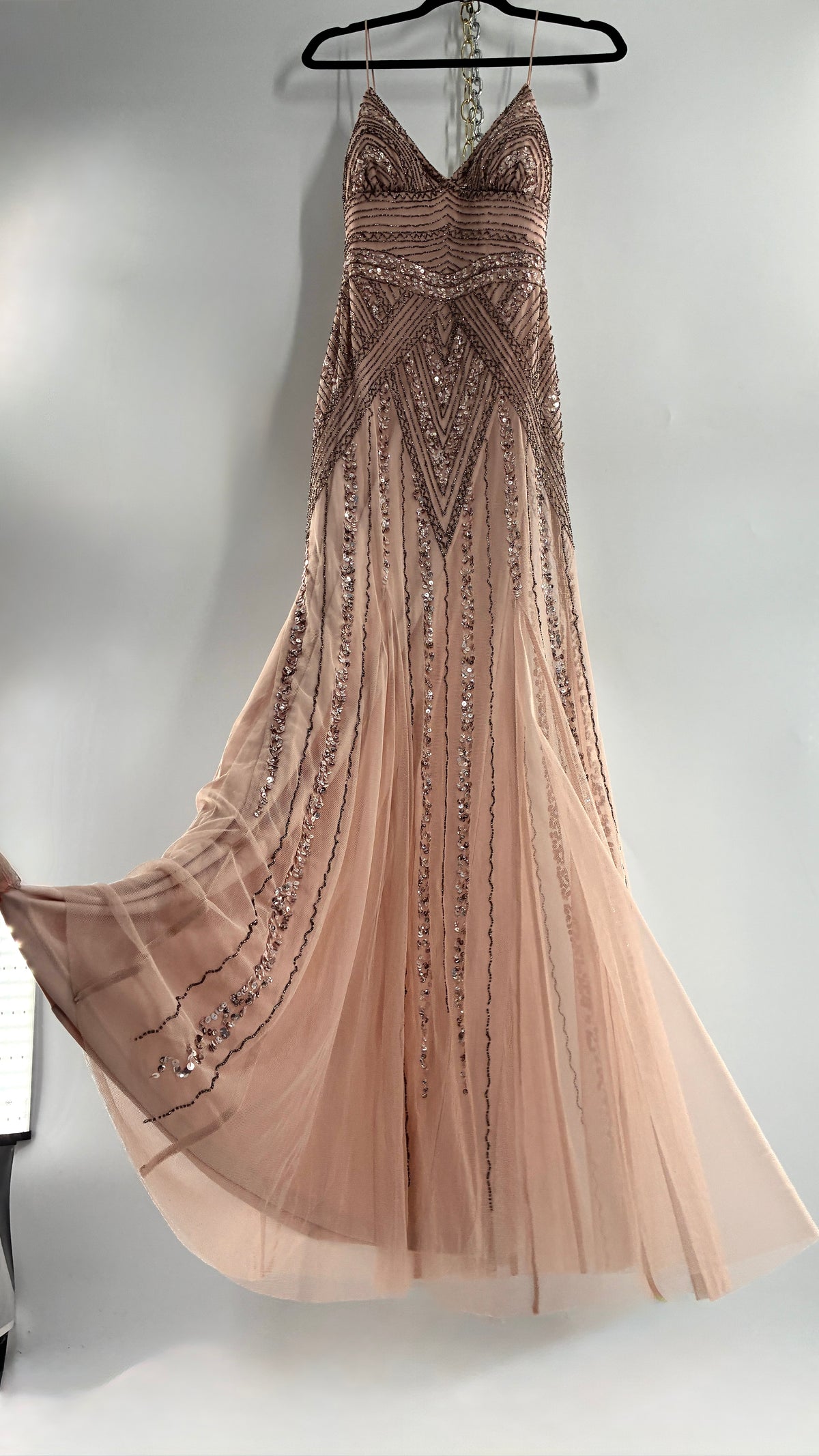 Vintage MARINA Dusty Pink Beaded Gown (2)