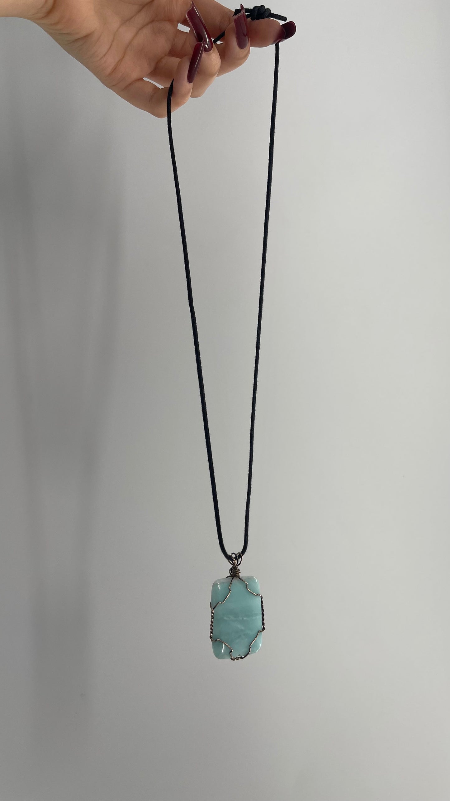 Vintage Light Blue Stone Necklace with Wiring