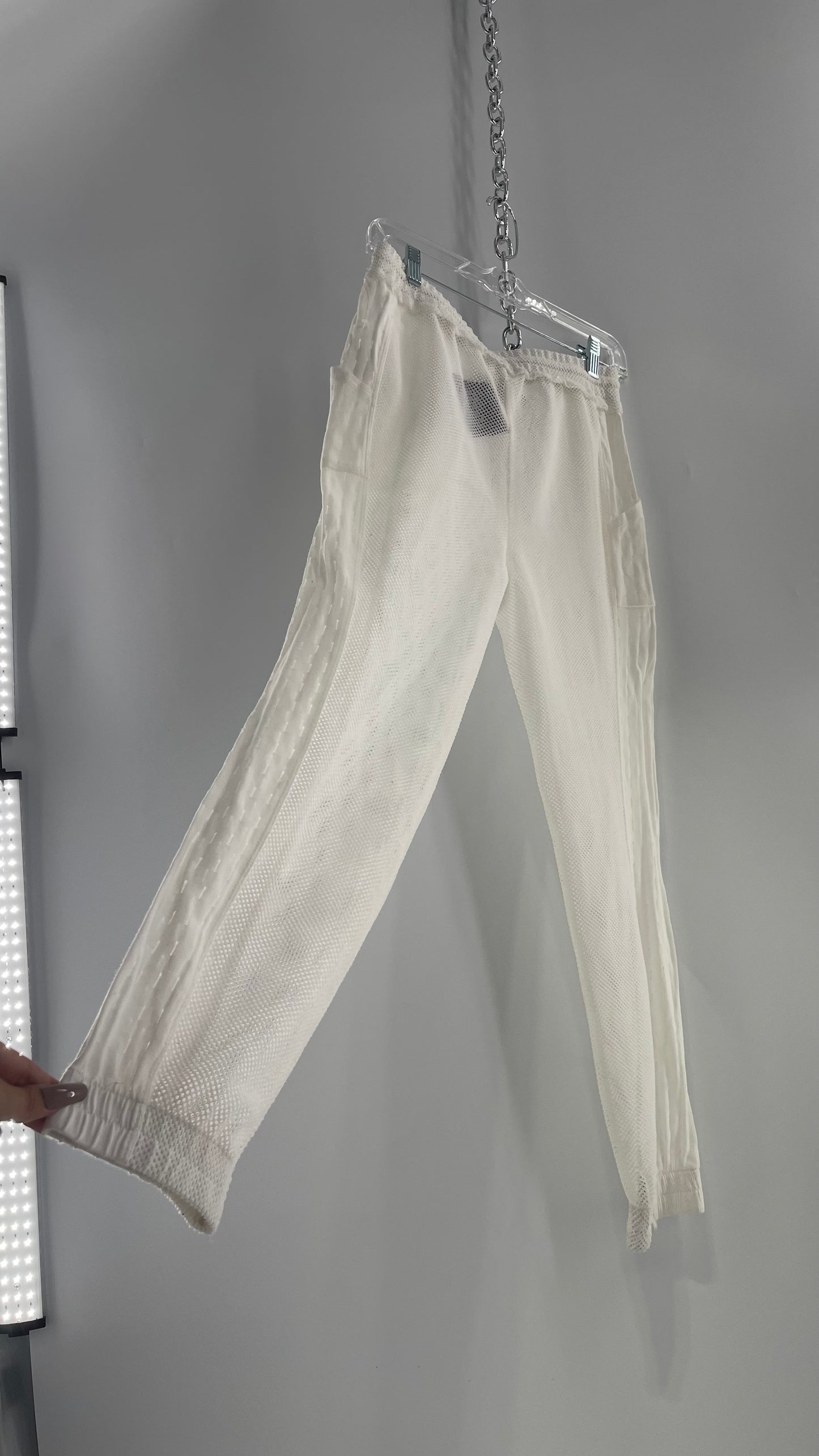 Free People Movement White Mesh Patchwork Lounge/Athletic Pants (XS)