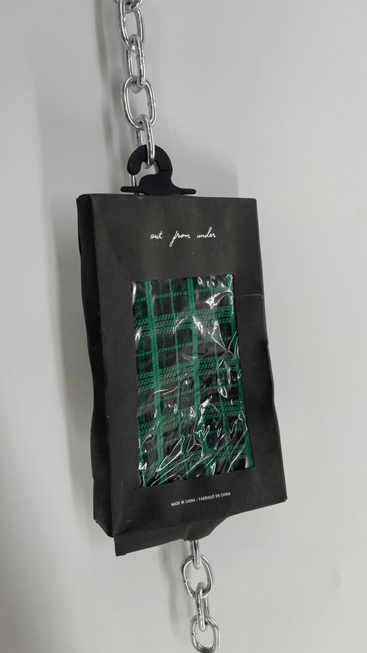 Urban Outfitters Out from Under Black and Green Plaid Tights