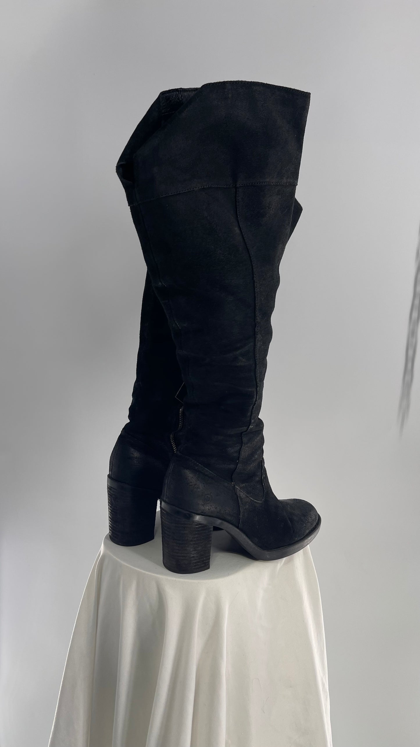 Born Metallic Textured Black Suede Tall Boot (8.5)