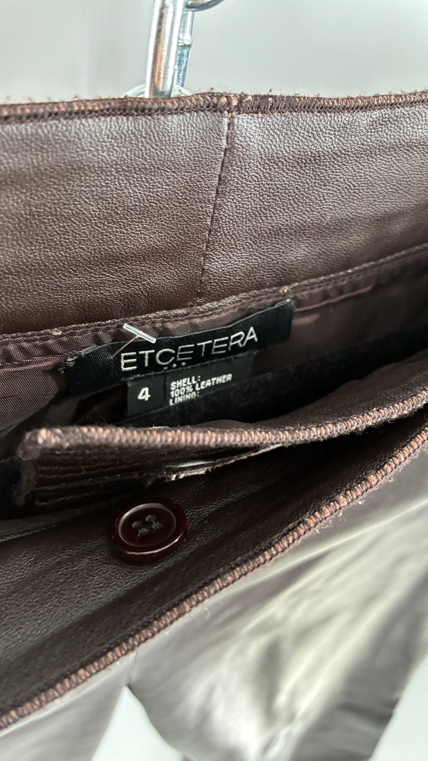 Vintage ETCETERA Deep Brown Low Waisted Embroidered, Side Closure Pants with Bootcut Hem (4)