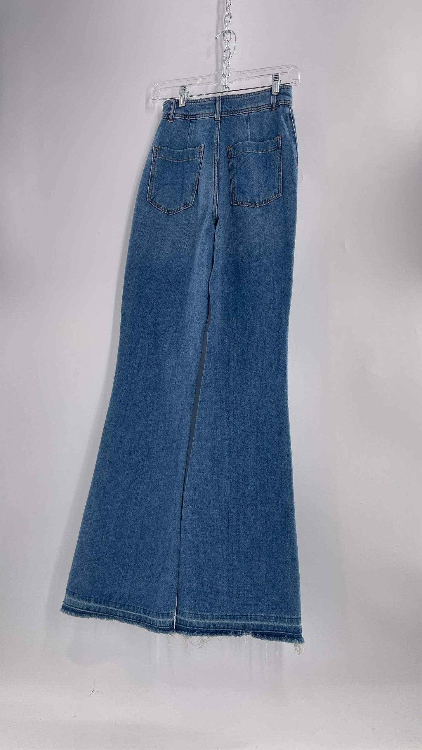 Free People Light Wash High Waisted Wide Leg Jeans (25)